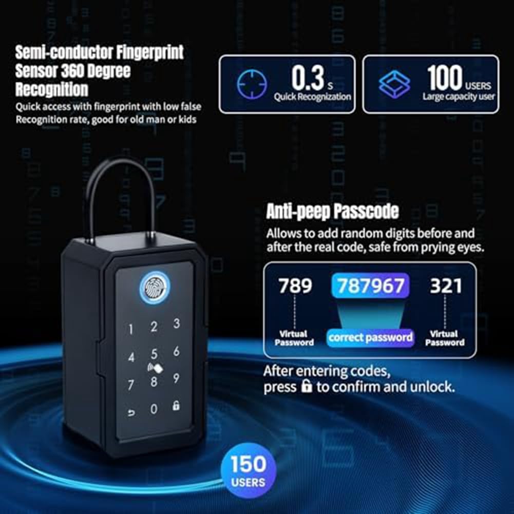 sunmin Smartkey, cassetta di sicurezza domestica, fili, , cassetta delle chiavi elettronica, app, codice digitale, cassaforte Bluetooth per host, durevole, facile da usare