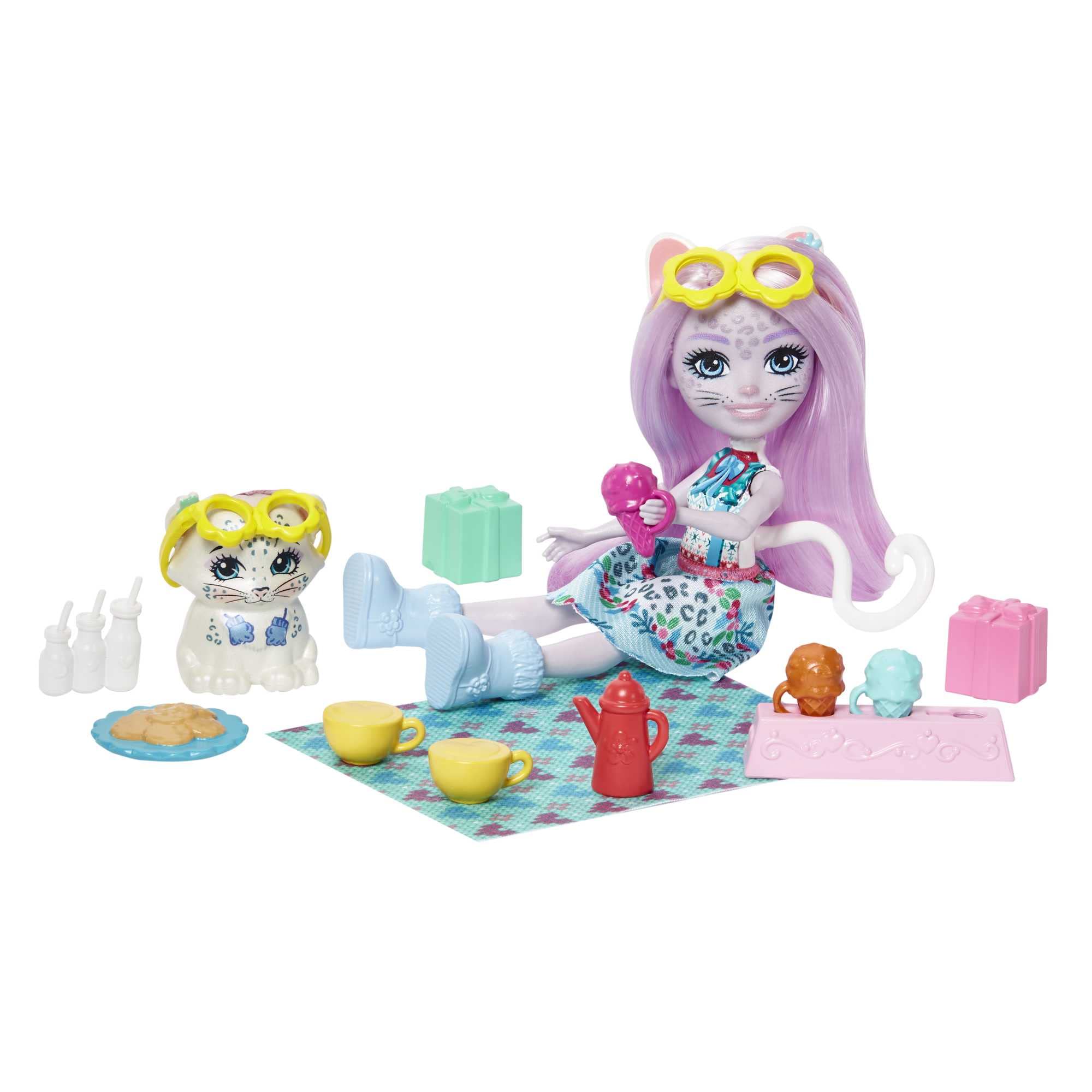 Enchantimals Adventskalender mit Sybill Schneeleopard Puppe (6-in), Tierfigur, & 24 Zubehör, tolles Geschenk für Kinder ab 4 Jahren, HHC21