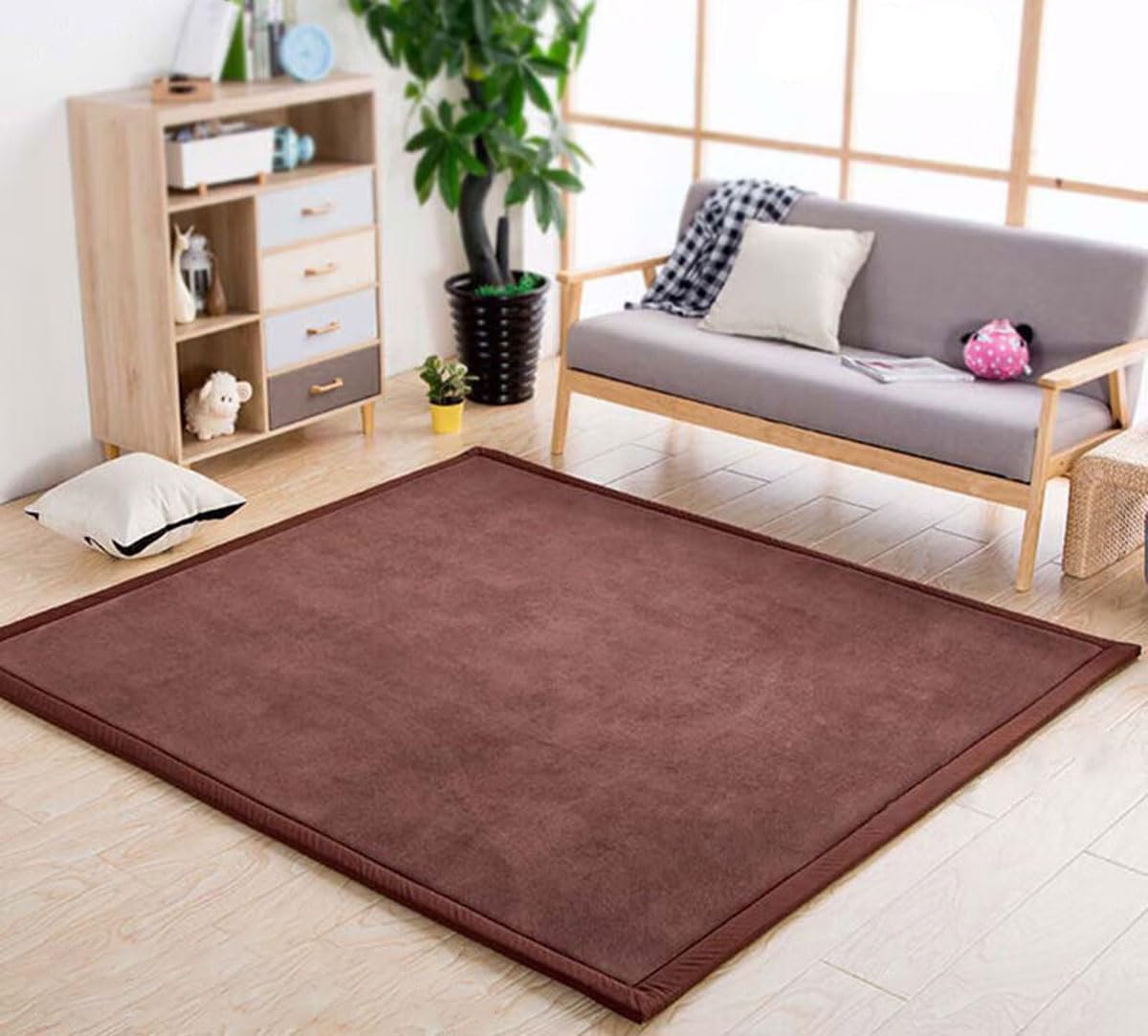 DSSHENGDS Living Room Home Decor Coral Fleece Area Rug,Modern Nursery Washable Kids Bedroom Rug,Girls Boys Soft Non-slip Soft Mat,2cm Thick Kids Carpet-D- 100 * 100cm