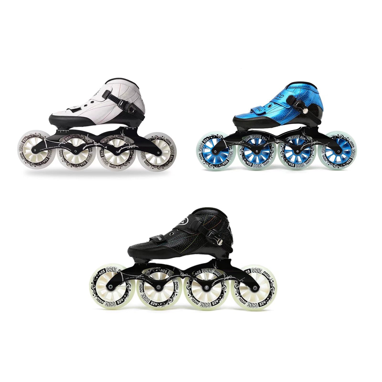 Pattini in linea da velocità professionali scocca fibra carbonio 3 ruote 110 mm telaio alluminio leggeri veloci gare lunghe distanze