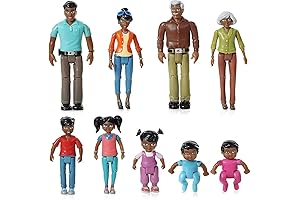 Doll Collection Sweet Lil' Family African American Dollhouse People Set of 9