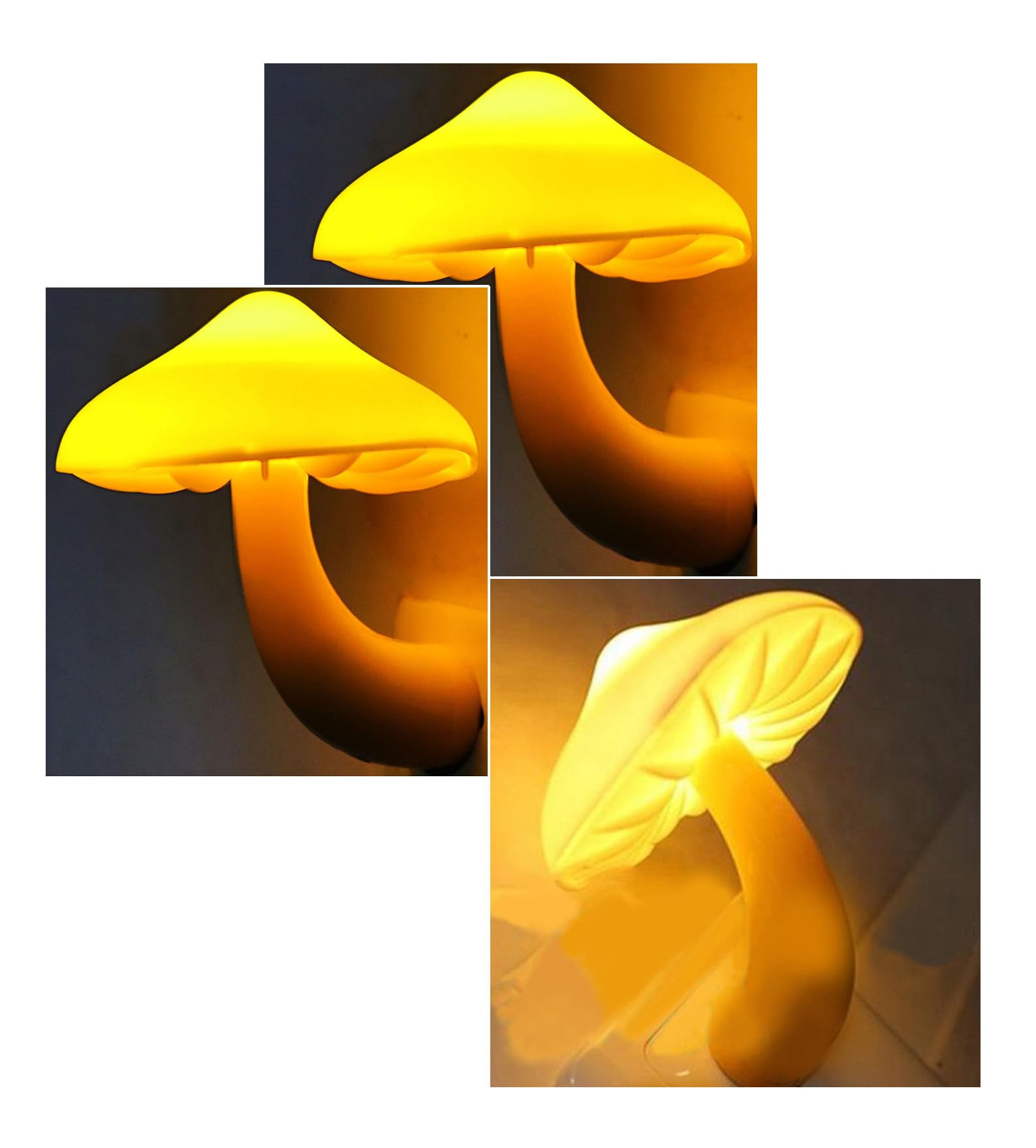 AUSAYE 3 Pack Sensor LED Mushroom Night Light Plug in Lamp Cute Night Lights for Adults Kids NightLight Bedroom,Bathroom,Toilet,Hallway,Stairs,Kitchen
