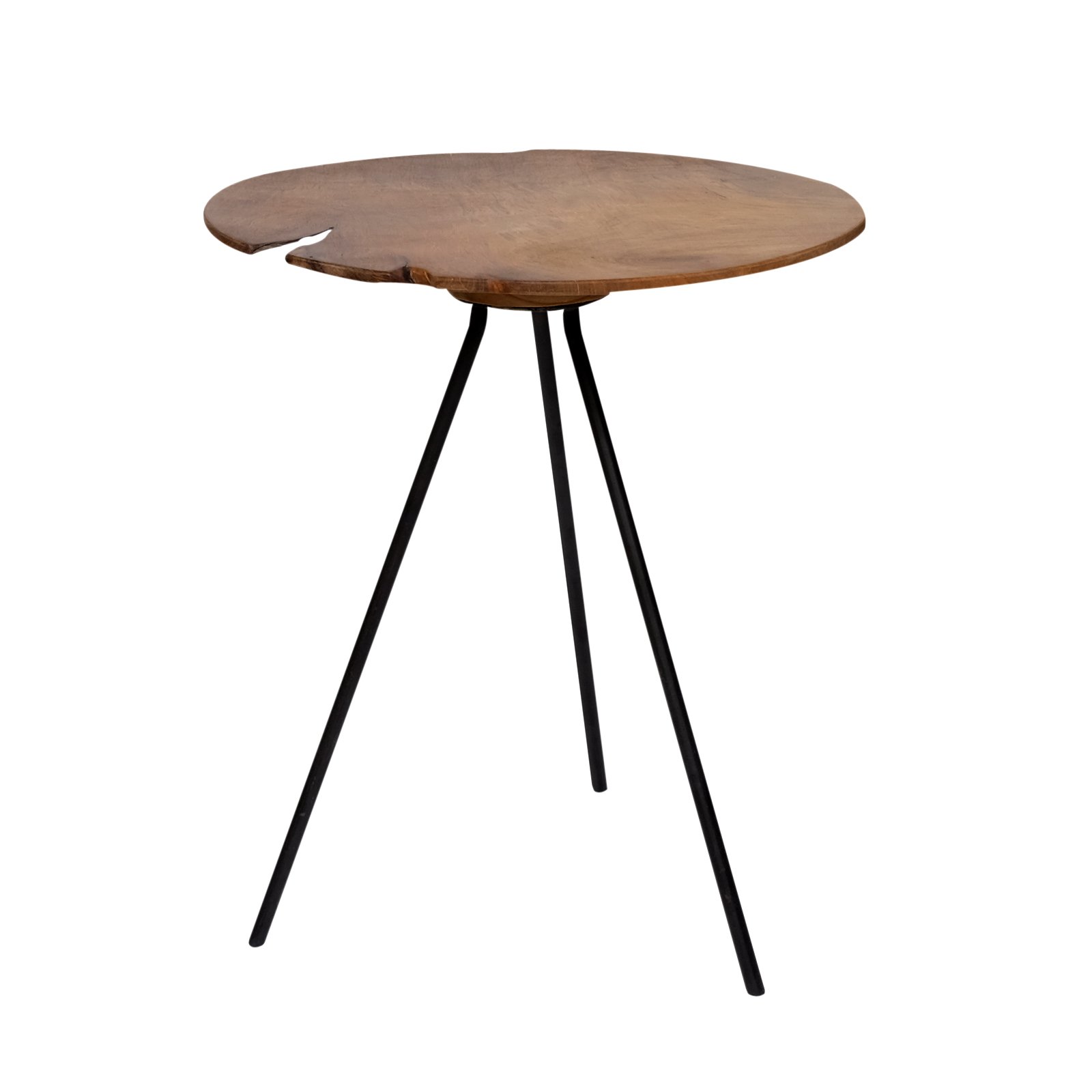 Tavolino rotondo in teak – tavolino da salotto – tavolo a tre gambe in teak – fatto a mano (tavolo – eccezionale, Ø 39,5 cm)