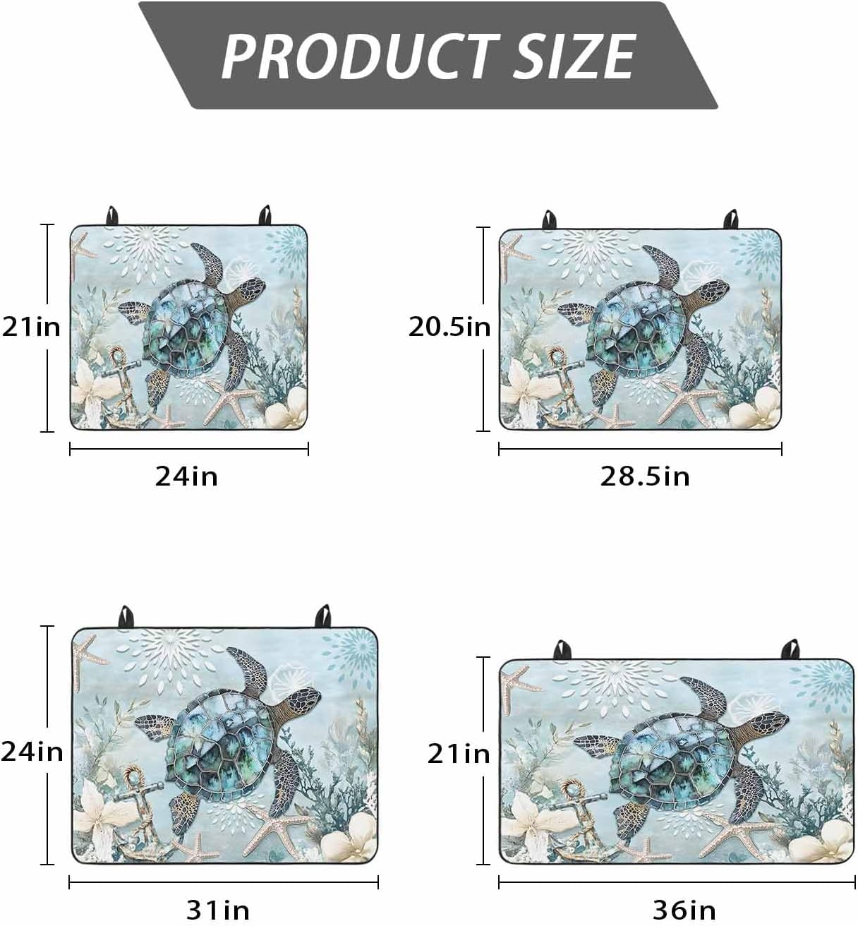 Ocean Turtle Stove Cover for Electric Stove, Marine Life Starfish Coral Retro Stove Top Cover for Glass Top, Heat Insulation Rubber Mat Foldable Cooktop Top Protector, 36"x21"