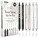 Produktbild LEBENSKOMPASS Gelstifte Set Schwarz mit Silent-Klick-Technologie - Hochpigmentierte, Schnelltrocknende Gel Kugelschreiber - Dünne 0,5mm Strichstärke Gelschreiber - 6 Stück in 3 Designs