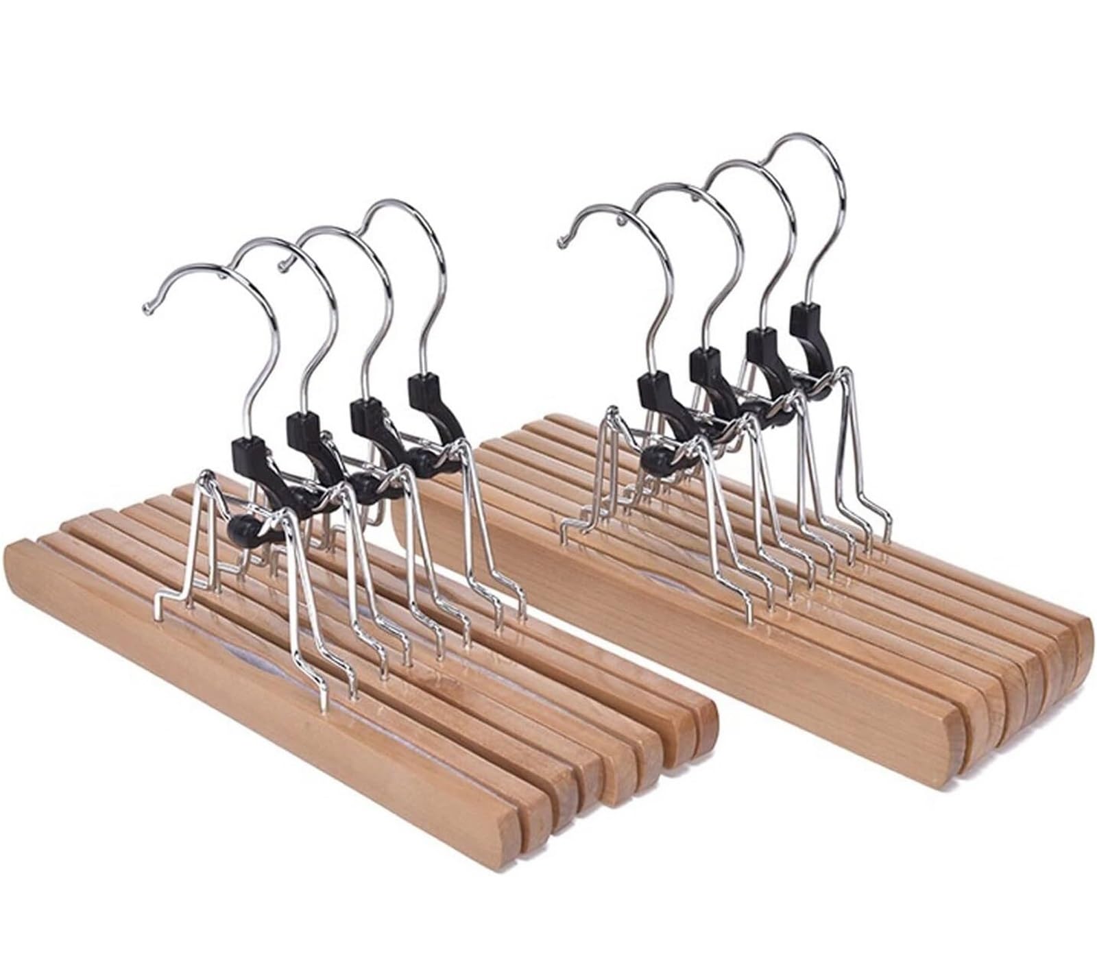 Perchas multifuncionales de madera para pantalones, organizador antideslizante para pantalones, perchas para faldas, armarios, pinzas para el pelo (marrón, 10 piezas)