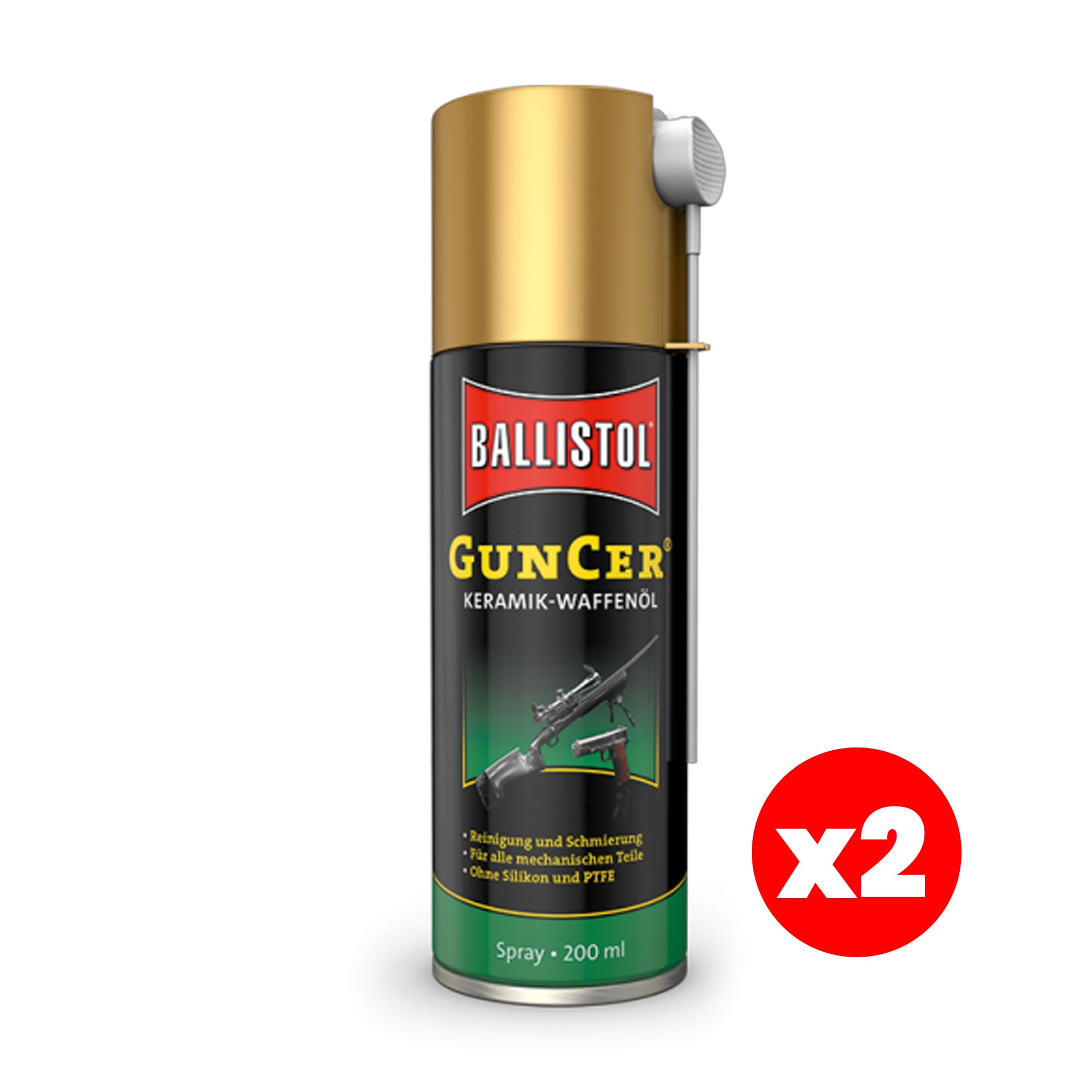 ELITE BBQ passend für Ballistol GunCer Keramik-Waffenöl Spray 2er Set (2X 200ml) – Hochleistungs-Schmierung & Reinigung – Für alle mechanischen Teile – Ohne Silikon & PTFE – Profi-Waffenpflege