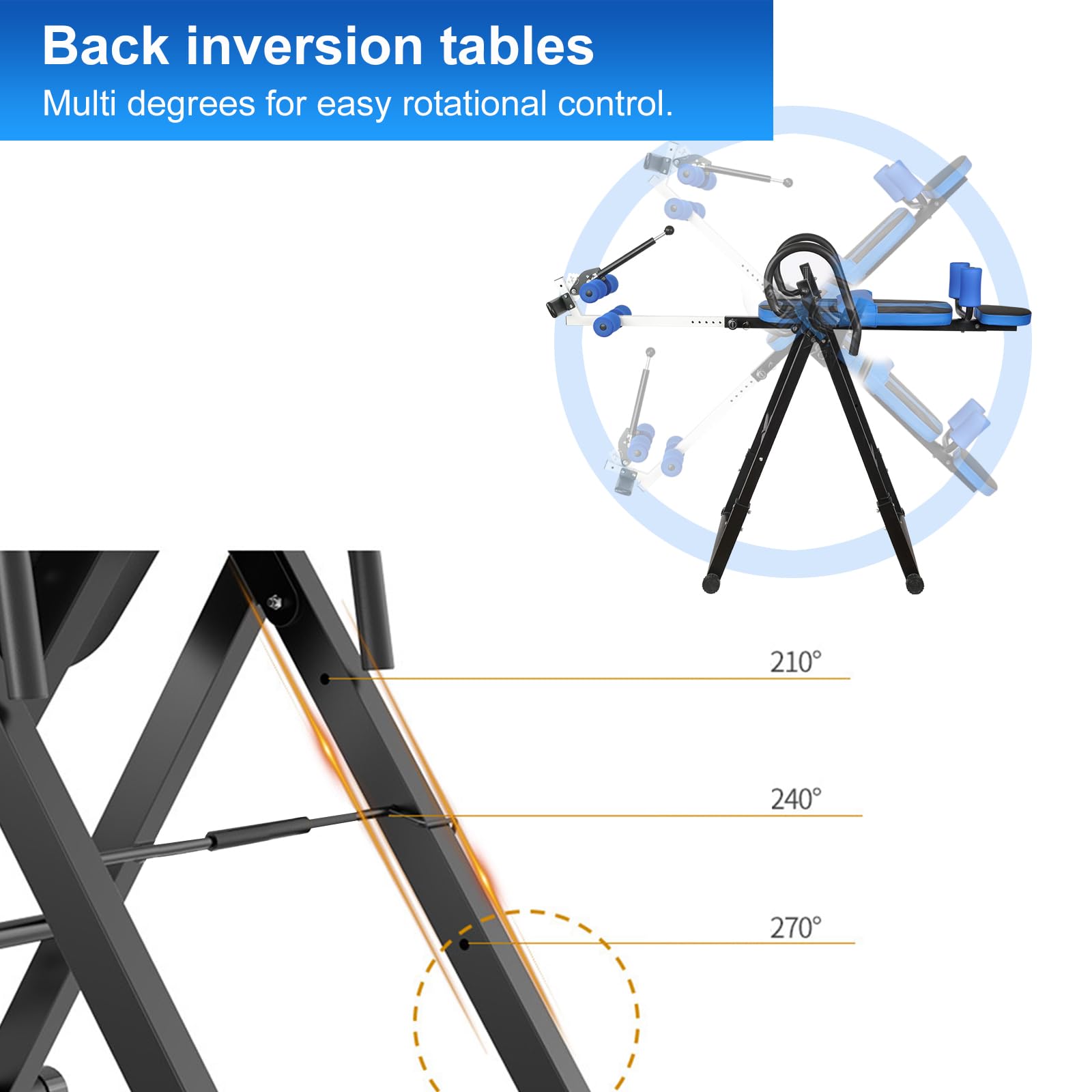 Inversionsbank für Zuhause, Verstellbarer Schwerkrafttrainer, Inversionstrainer zur Entlastung der Wirbelsäule, 3 Neigungswinkel,bis 150 kg