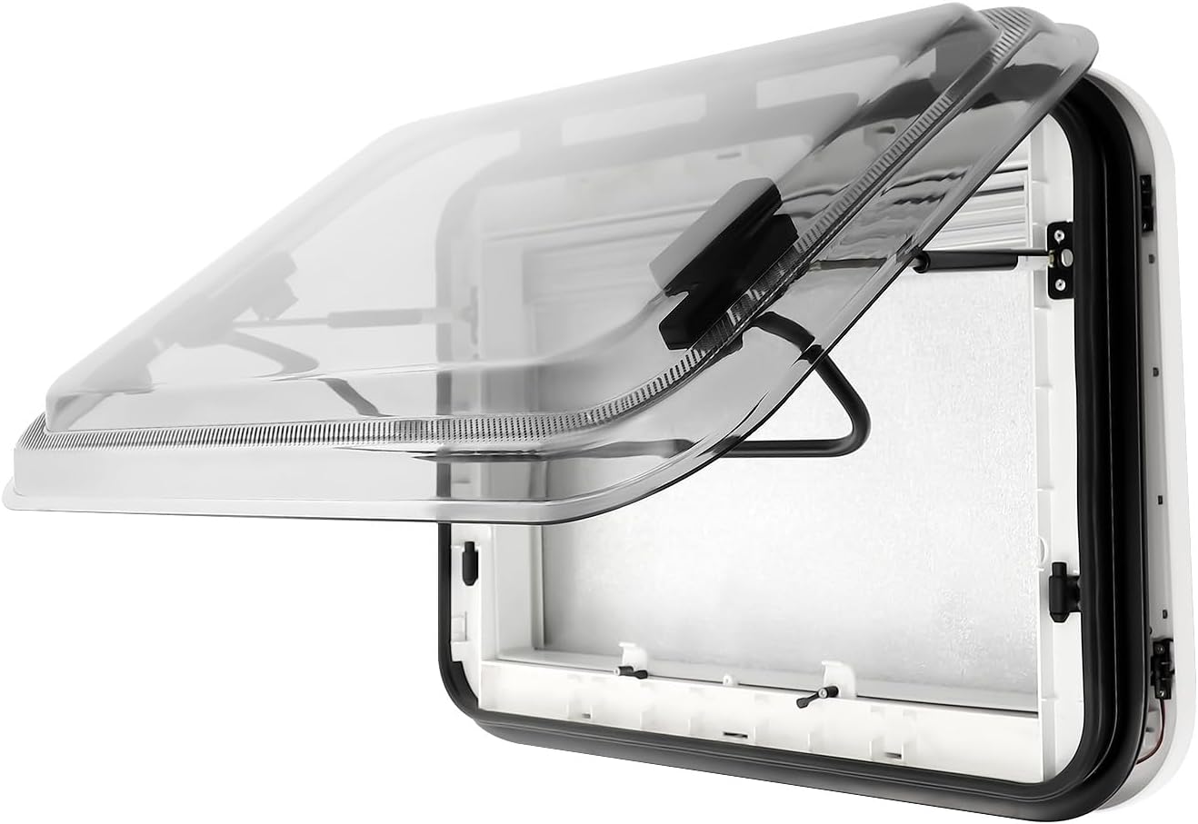RV Caravan Roof Window Hatch W/LED Light, Aluminum Alloy Top Frame Camper Skylight Insulator RV Roof Vent Insulator Roof Hatch for Modified Car, Special Vehicle Model MG16SL