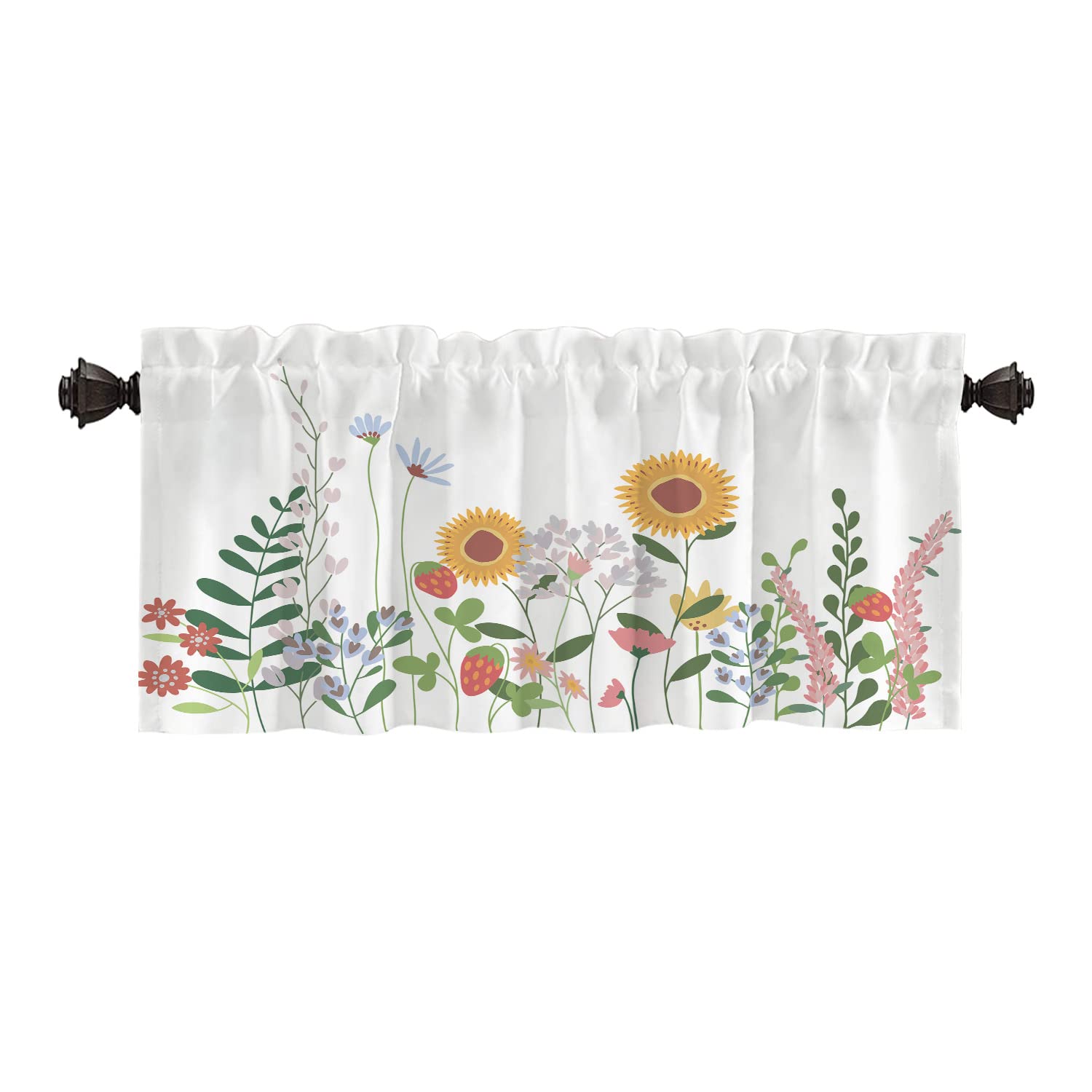 Batmerry Colorful Horizontal Flower Window Curtain, Watercolor