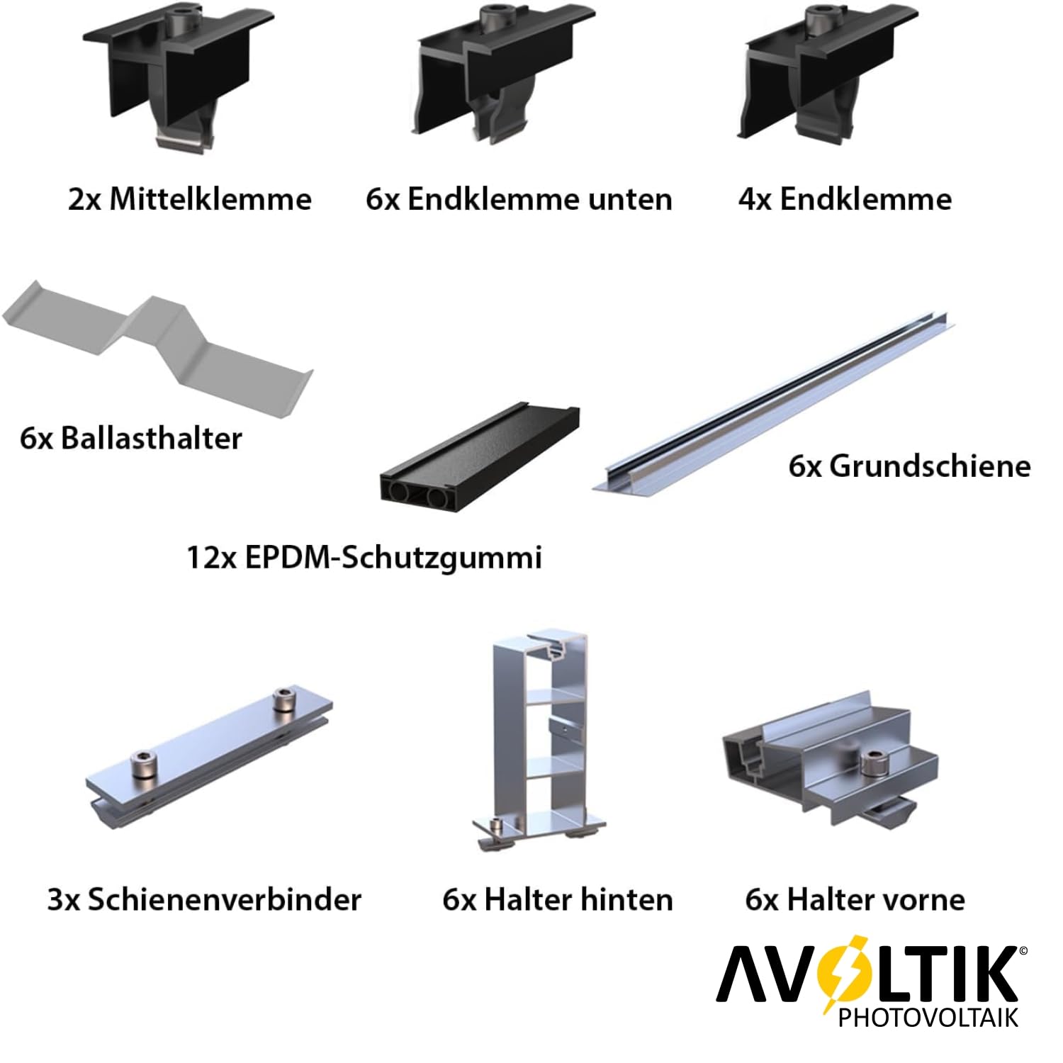 Avoltik 4x Flachdachhalterung für Solarmodule ohne Bohren I PV Halterung Flachdach oder Boden I Solarmodul Halterung Flachdach I einfache Montage, flexible Ausrichtung, robust & langlebig 0% MwSt
