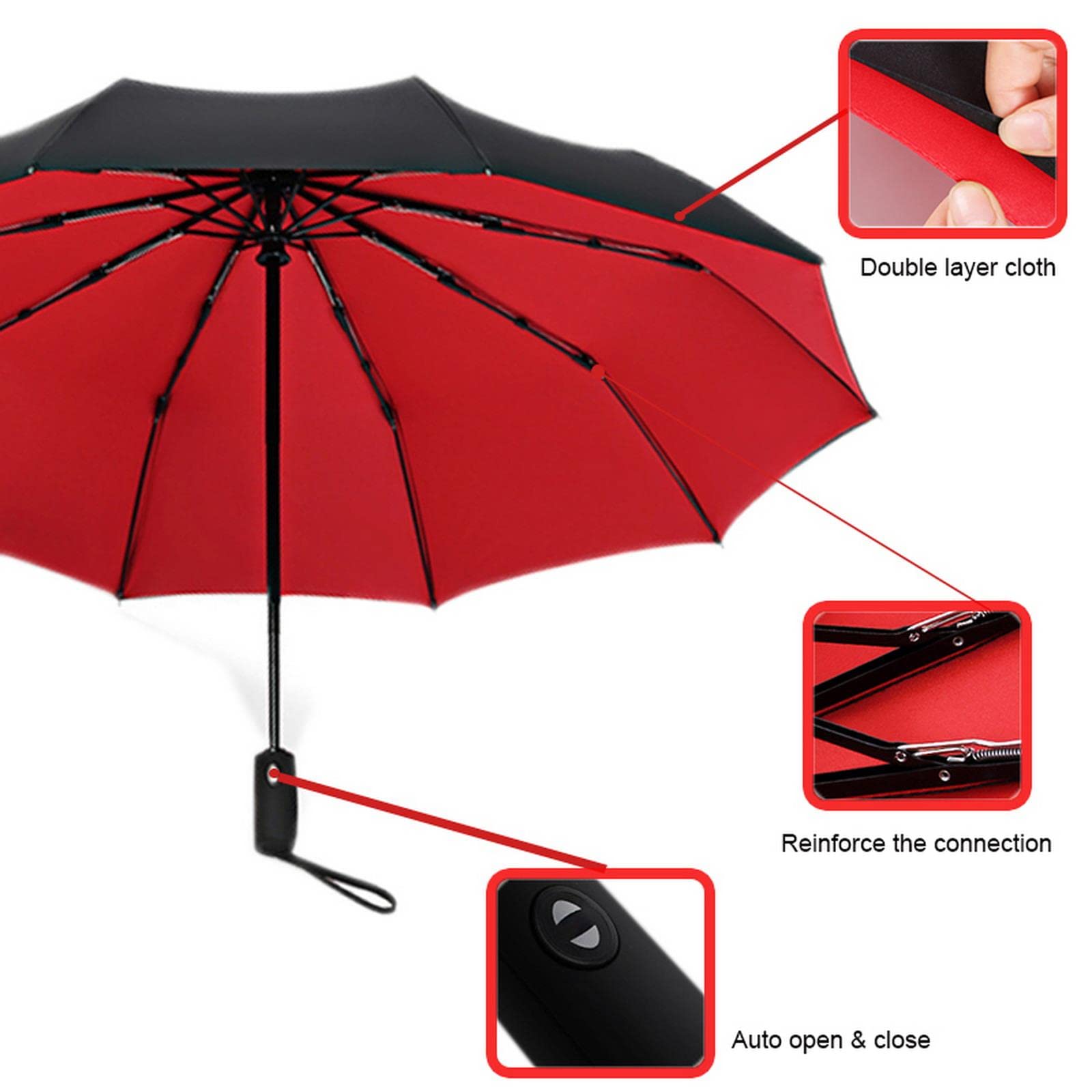 HIHELO Parapluie double couche coupe-vent entièrement automatique pour homme et femme - Parapluie pliable commercial grand cadre durable
