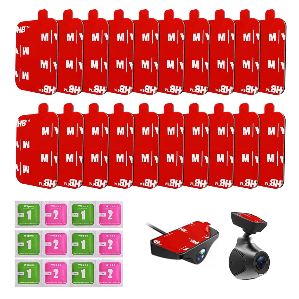 Double Sided Sticky Pads, 20Pcs Dash cam Sticky Pad, Heavy Duty Mounting Adhesive Foam Pads Compatible with GoPro Helmet Mount, Nextbase Dash Cam Series, Heat & Water Resistant for Home Office Use