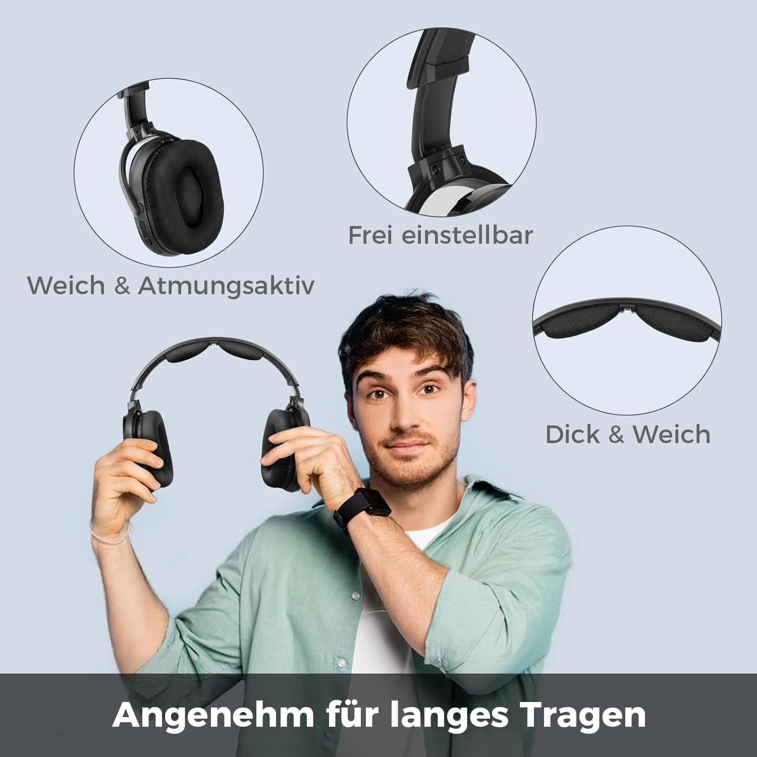 Funkkopfhörer Kabellos für TV – TV Kopfhörer Kabellos mit Ladestation & RF-Sender, Seniorenfreundliche Over-Ear Kopfhörer für Fernseher, Kompatibel mit den meisten Fernsehern