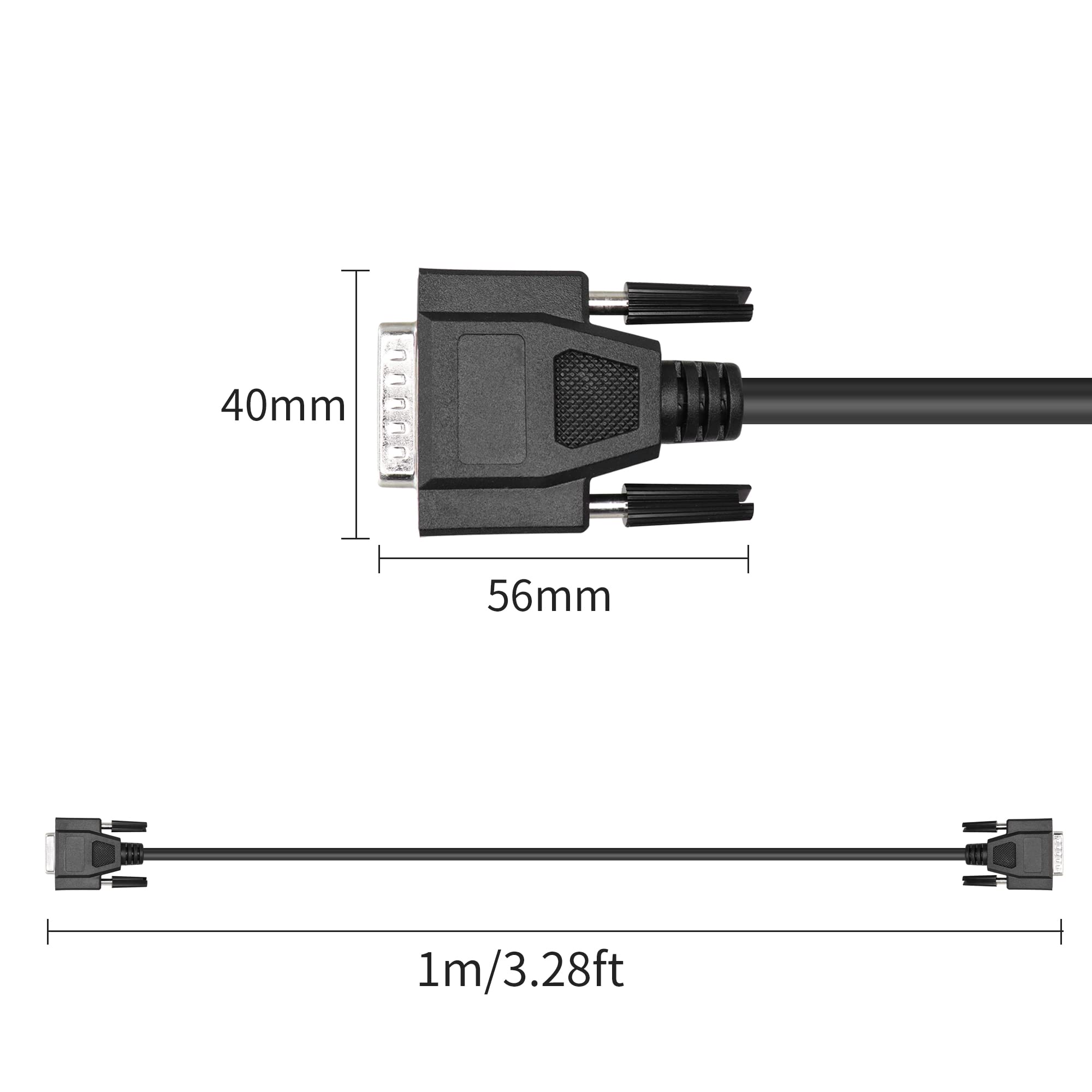 Cavo seriale DB15 maschio-femmina, cavo passante dritto con connettore a 15 pin placcato oro, per la comunicazione di dati 1M（Nero）