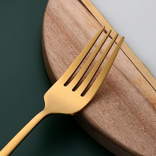 Miniatura 46 de Juego de cubiertos de acero inoxidable de 5 piezas, incluye cuchara y tenedor de cuchillo, pulido con espejo, apto para lavavajillas, servicio