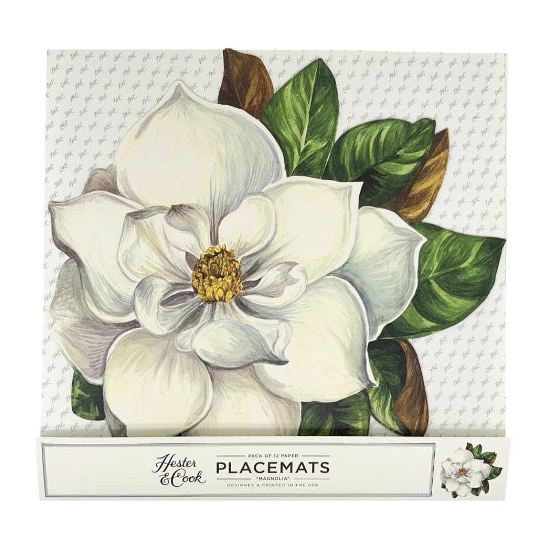 Hester and Cook - Manteles individuales de papel para mesa de comedor, diseño de flores redondas desechables para la temporada de primavera y verano, 12 hojas por bloc fabricado en Estados Unidos
