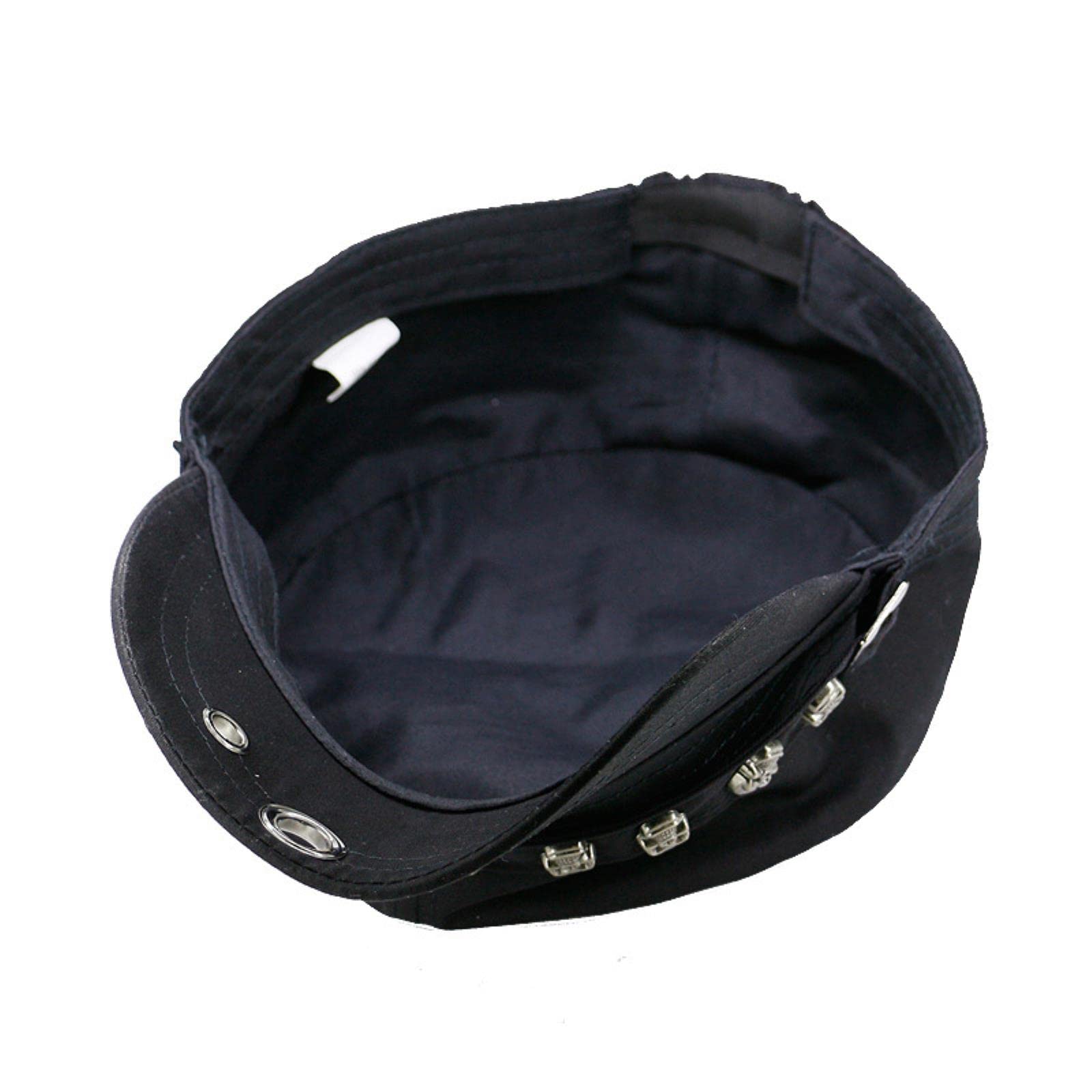 Gorra de Mujer a la Moda para Adultos Hip Hop Punk Rock Skull Rivet Flat Peaked Hats Hombres Primavera y otoño Gorras de béisbol Ajustadas-Negro