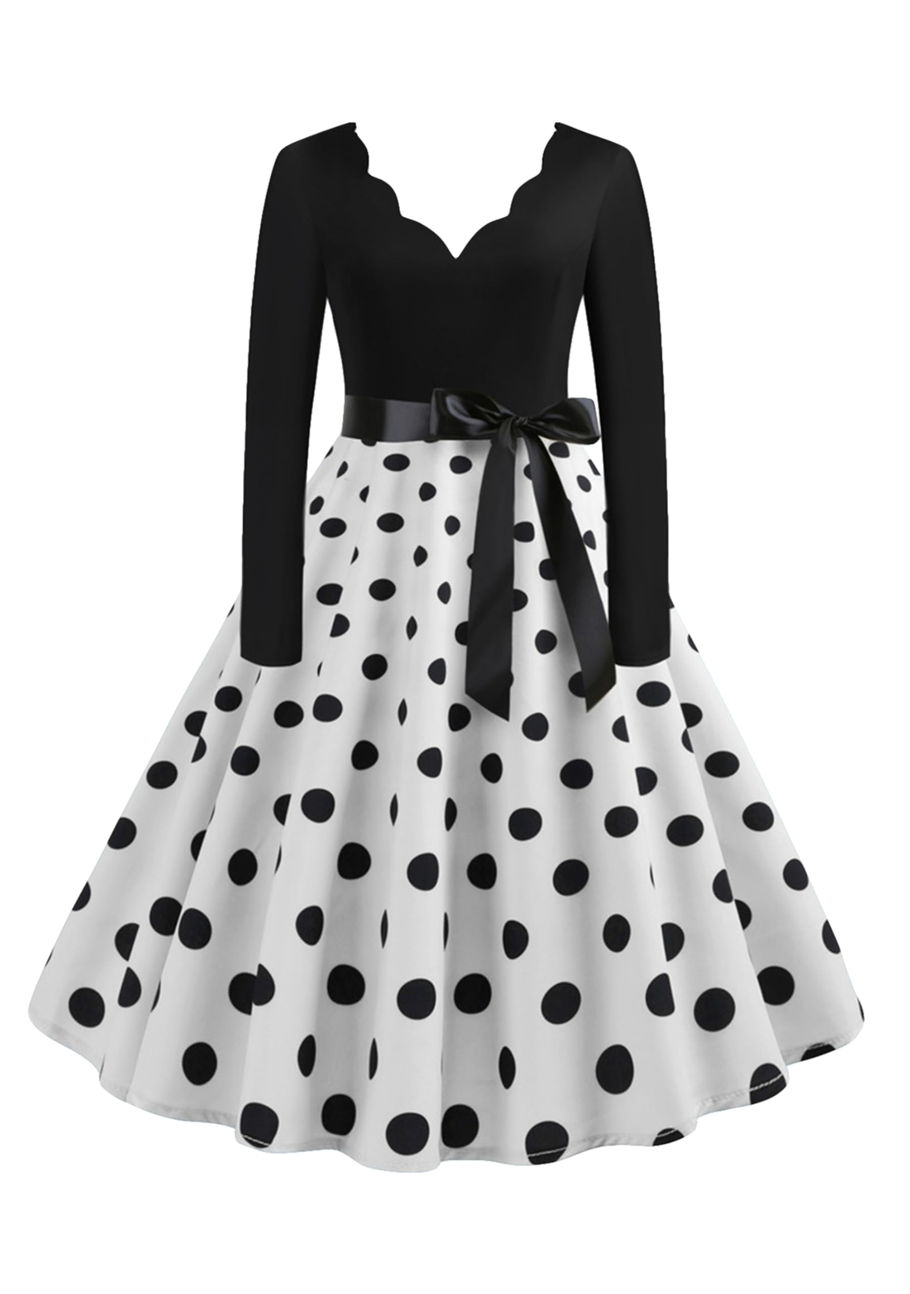 Donna Abito da Cocktail Vintage retrò a Maniche Lunghe Abiti da Cocktail Stile Hepburn Abiti Vintage retrò Rockabilly