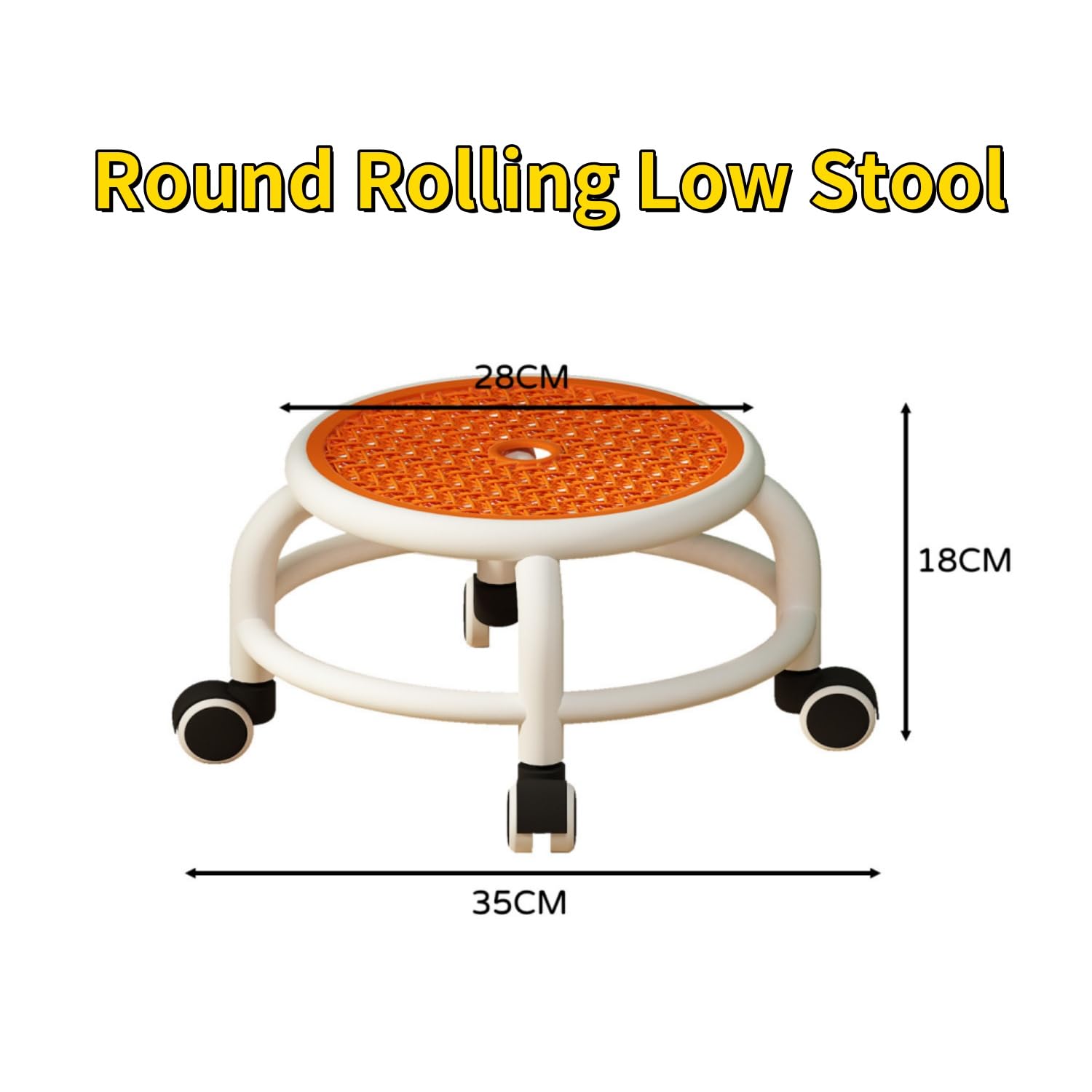 Tabouret Pivotant Rond Bas avec Roulettes Plastique Grey
