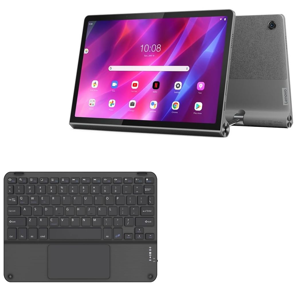BoxWave Keyboard Compatible with Lenovo Yoga Tab 11 (ZA8W) - SlimKeys Bluetooth Keyboard with Trackpad, Portable Slim TouchPad - Jet Black