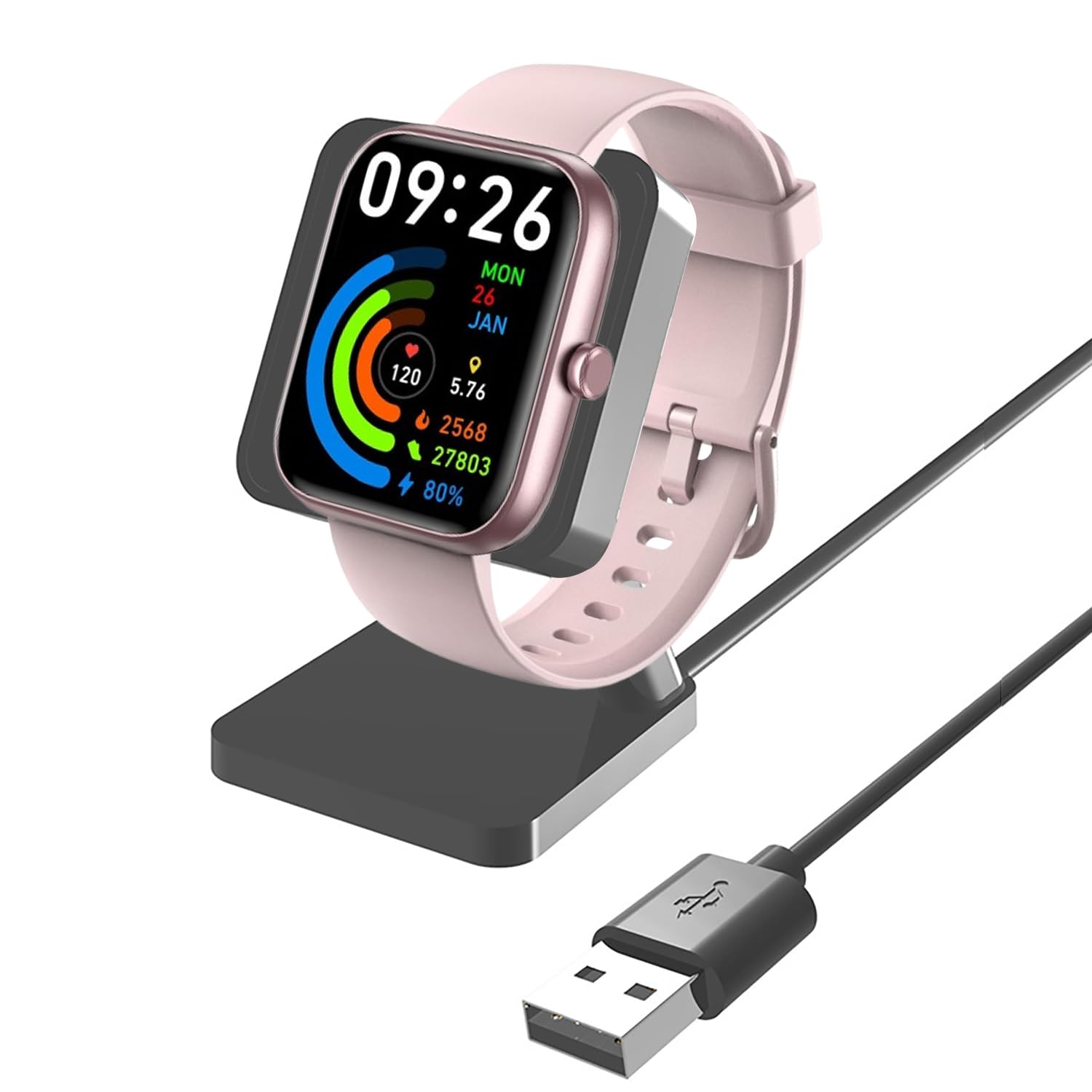 IDW25 Smart Watch Charger,Lamshaw Charging Stand Desk Holder Charging Dock Station Compatible with VRPEFIT IDW25,Compatible with Konitee IDW25 Smart Watch (Black-Dock)