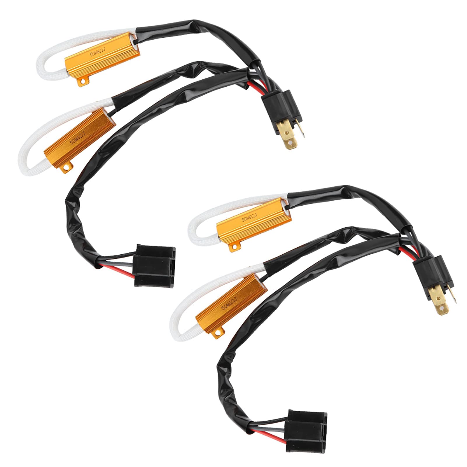 2 Stück 12 V 50 W 6RJ LED-Decoder Lastwiderstand Autoscheinwerfer Blinkt kein Fehler Kabelbaum Lastwiderstand Decoder für H4 H7 9005 9006 H8 H9 H11