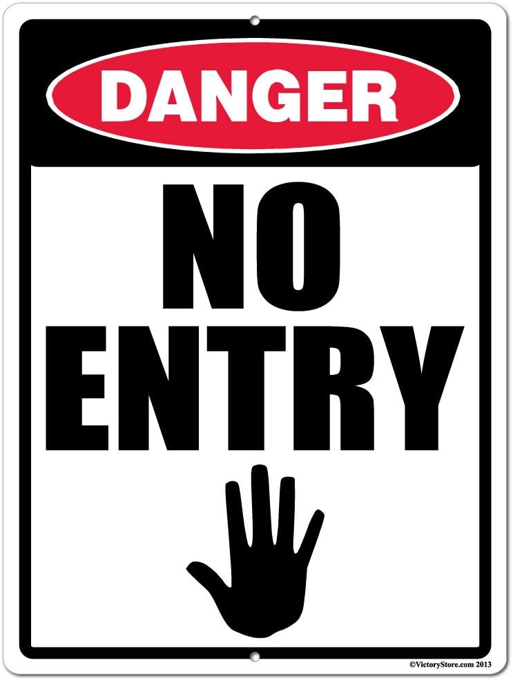VictoryStore Yard Sign Outdoor Lawn Decorations: Danger No Entry Aluminum Sign, Size 12 inch x 18 inch