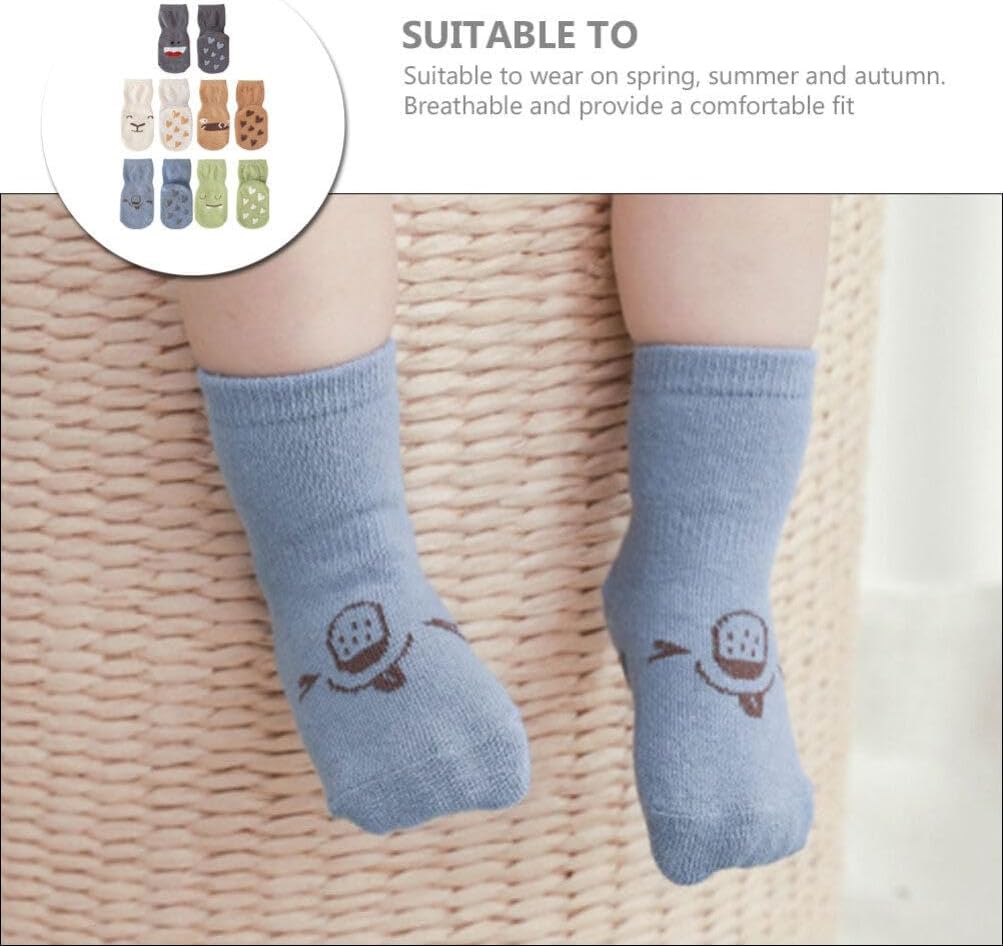 Sosoport 5pairs Non- Cartoon Socks for Indoor Use Soft Floor Socks for Years Old for Learning to Walk Comfortable and Breathable Design Included