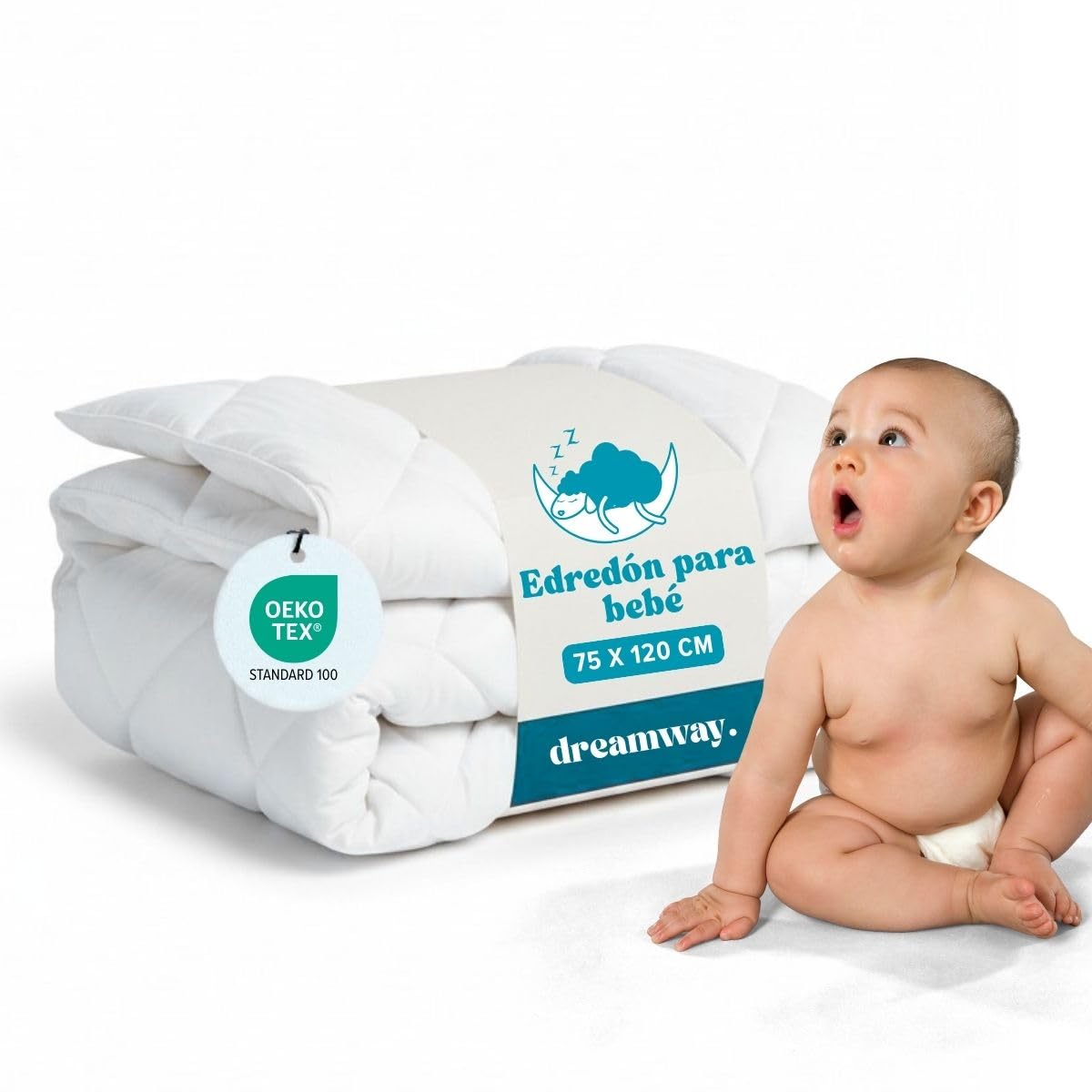 DREAMWAY Edredón nórdico para bebé 75×120 cm (Cuna 60×120) – 300 g/m² Microfibra, antiácaros, Oeko-Tex – edredones Infantiles – Manta bebé