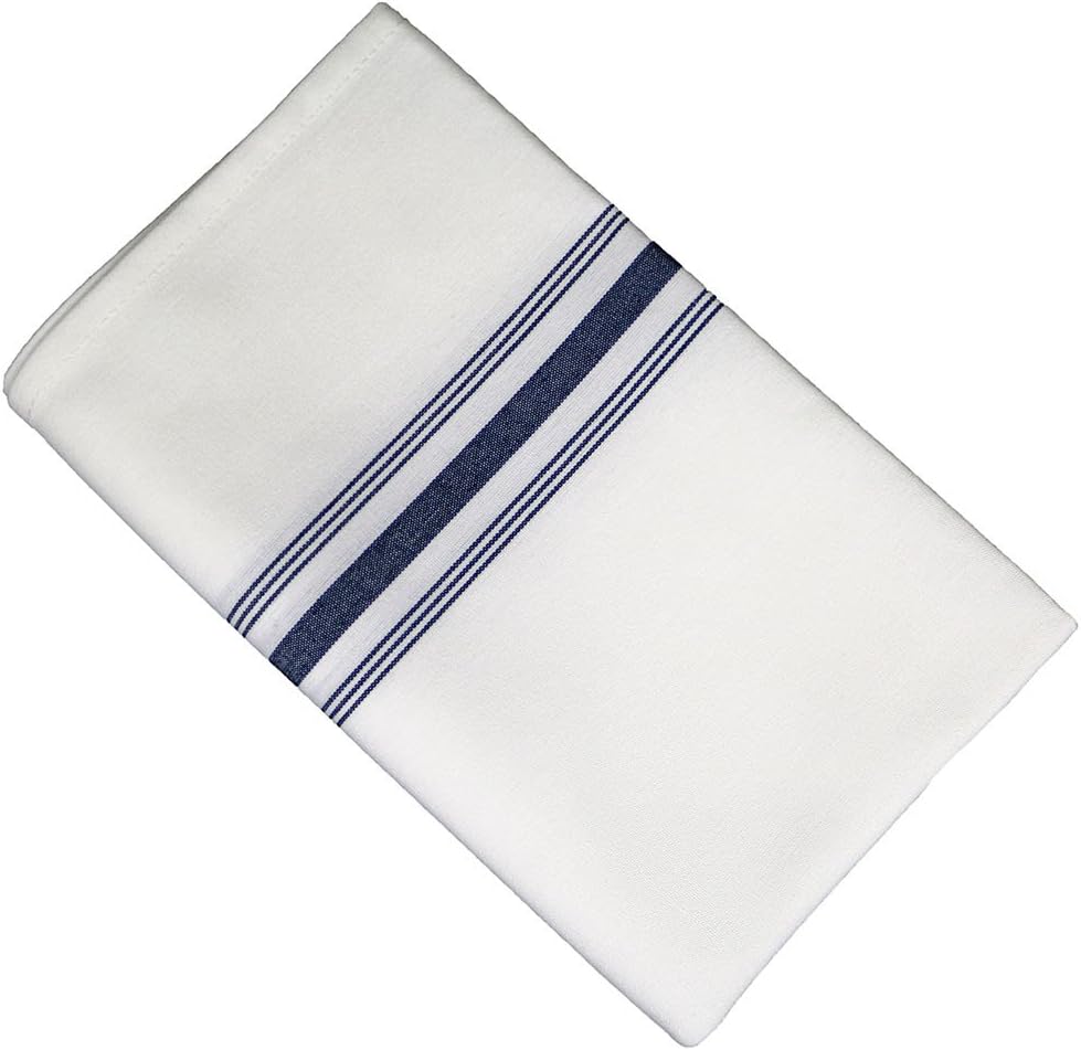 RC ROYAL CREST by Sigmatex-Lanier Textiles Cloth Dinner Bistro Napkins Restaurant Quality 18 x 22 Inches 12 Pack (Navy Blue Stripes)