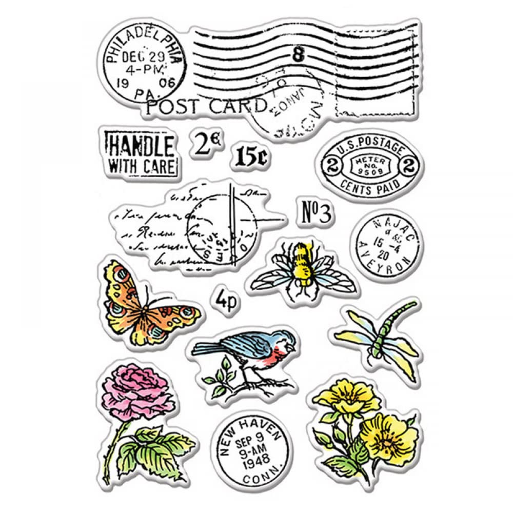 Butteflies Birds Dragonfly Stamps for Card Making DIY Scrapbooking Flowers Postage Stamp Transparent Silicone Seal Stamps for Paper Crafting Arts Crafts Scrapbook Photo Album Decor