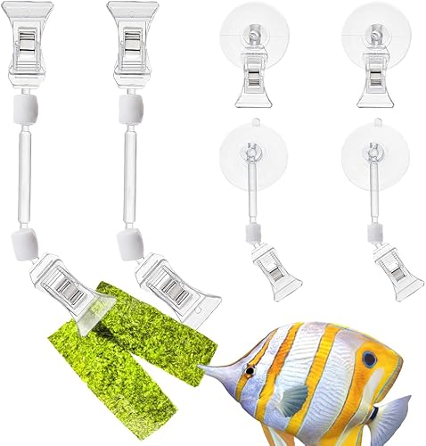 SUPERFINDINGS 2 clips de algas marinas, clip para alimentador de verduras con 4 ventosas para plantas con clip para soporte de alimentación para