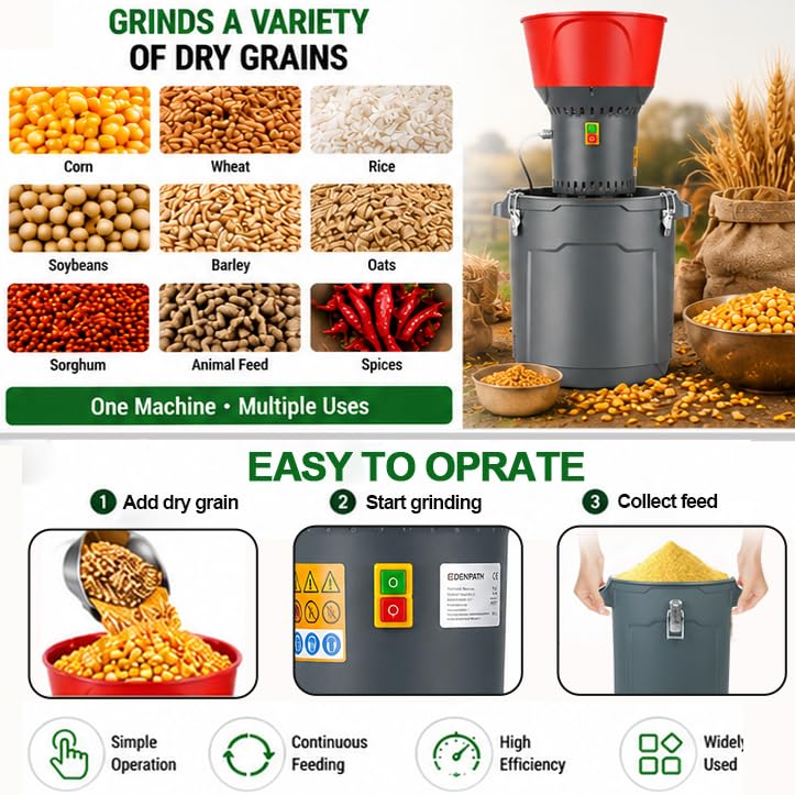 Image of 6.6 Gallon Electric Corn Grinder Mill for Chicken Feed, Grain Mill Grinder