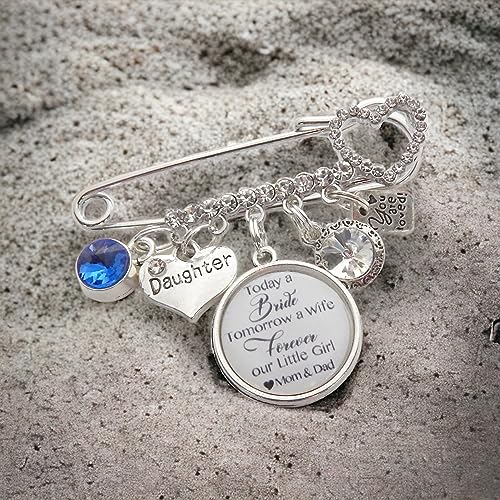 Something Blue Bridal Wedding Gift Bride Pin, Garter Pin Corsage Pin, Bride Pin, Memorial Pin, Bride Charm, Six Pence, Bridal Shower gift, Wedding Keepsake Brooch2