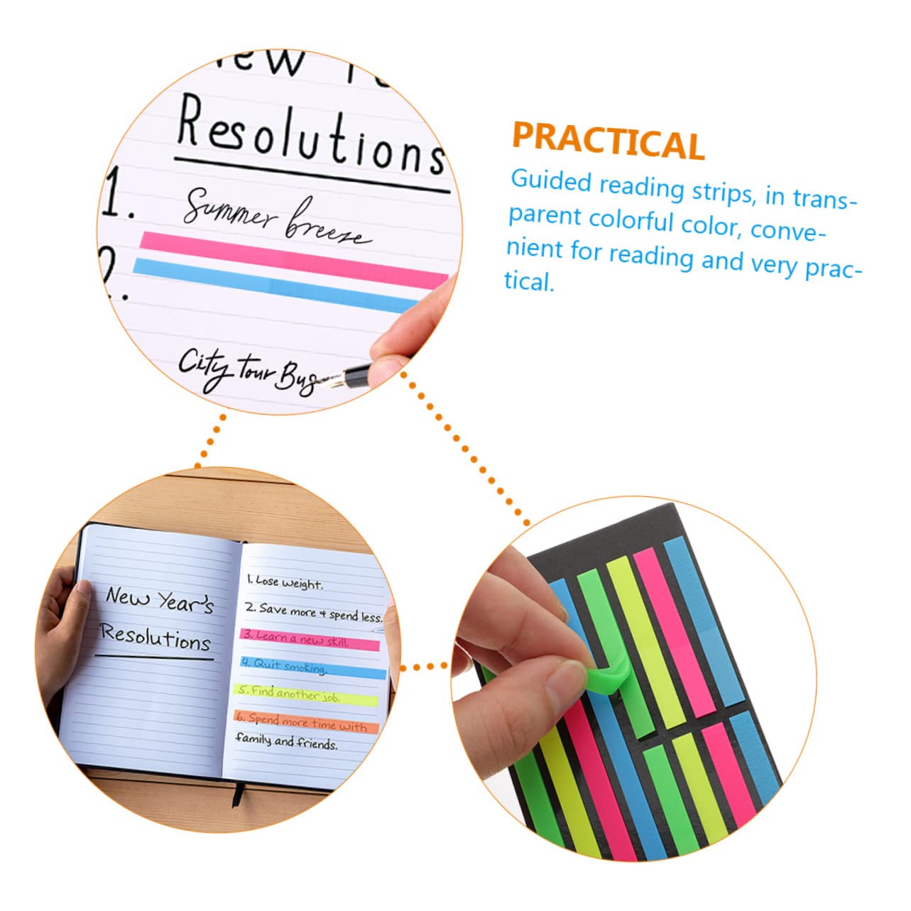 TEHAUX 24piezas Pestañas Adhesivas Transparentes Tiras De Coloridas Para Lectura Notas y Organización Libros y Cuadernos