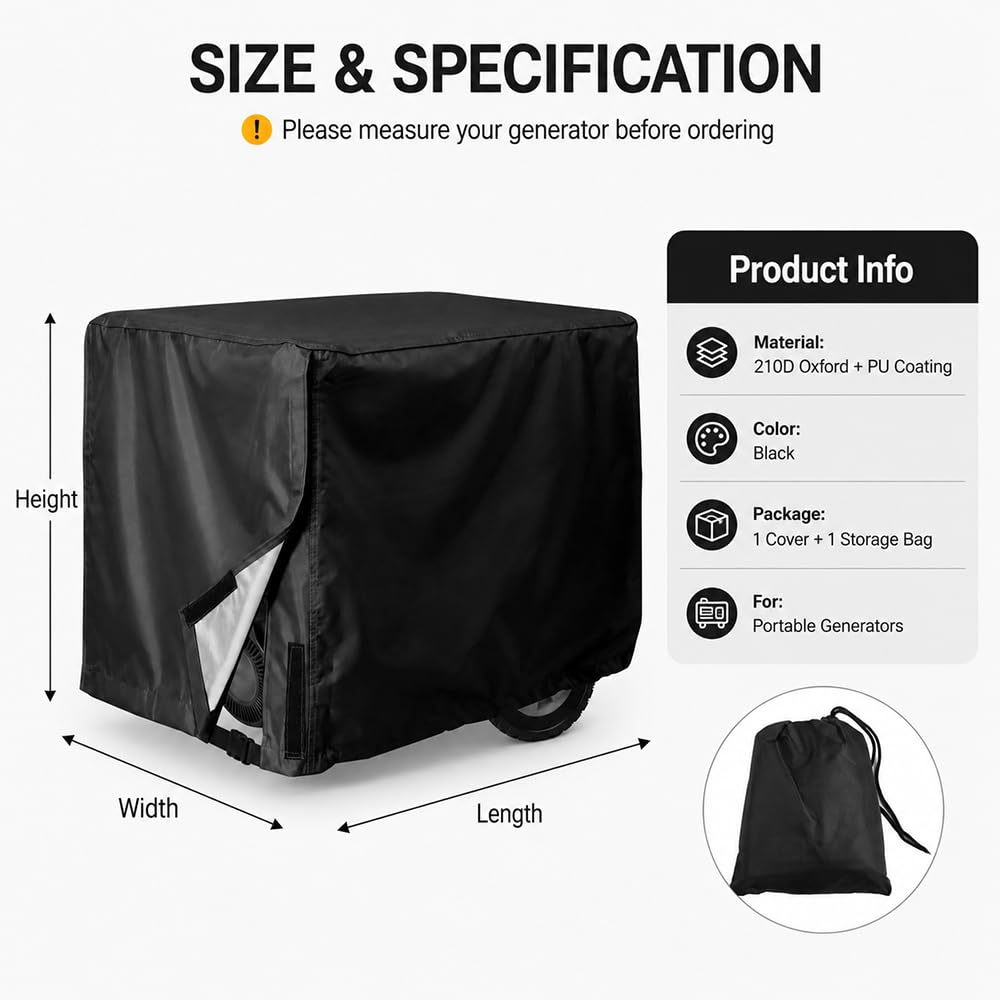 210D Oxford Cubierta para Generador para Champion Power Equipment Champion 4375 2012-2016 2017 2018, Fundas Protección de Generador Impermeable con Bolsa de Almacenamiento