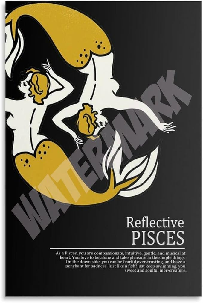Zodiac Poster Pisces Meaning Spiritual Healing Posters Canvas Painting Wall Art Poster for Bedroom Living Room Decor 24x36inch(60x90cm) Unframe-style