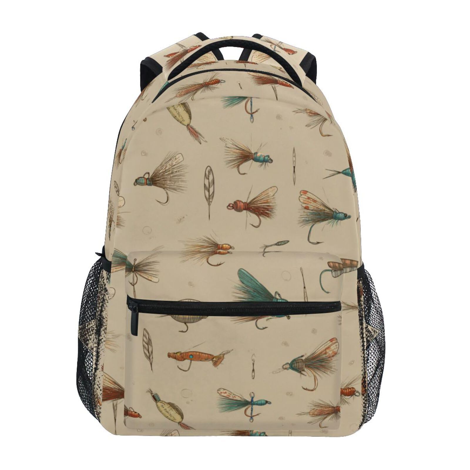 Kcldeci Sac à dos pour enfants pour garçons et filles, sacs à dos d'école primaire, leurres de pêche à la mouche, sacs à livres pour garçons, tailles S-M, Leurres de pêche à la mou, S, Sac à dos