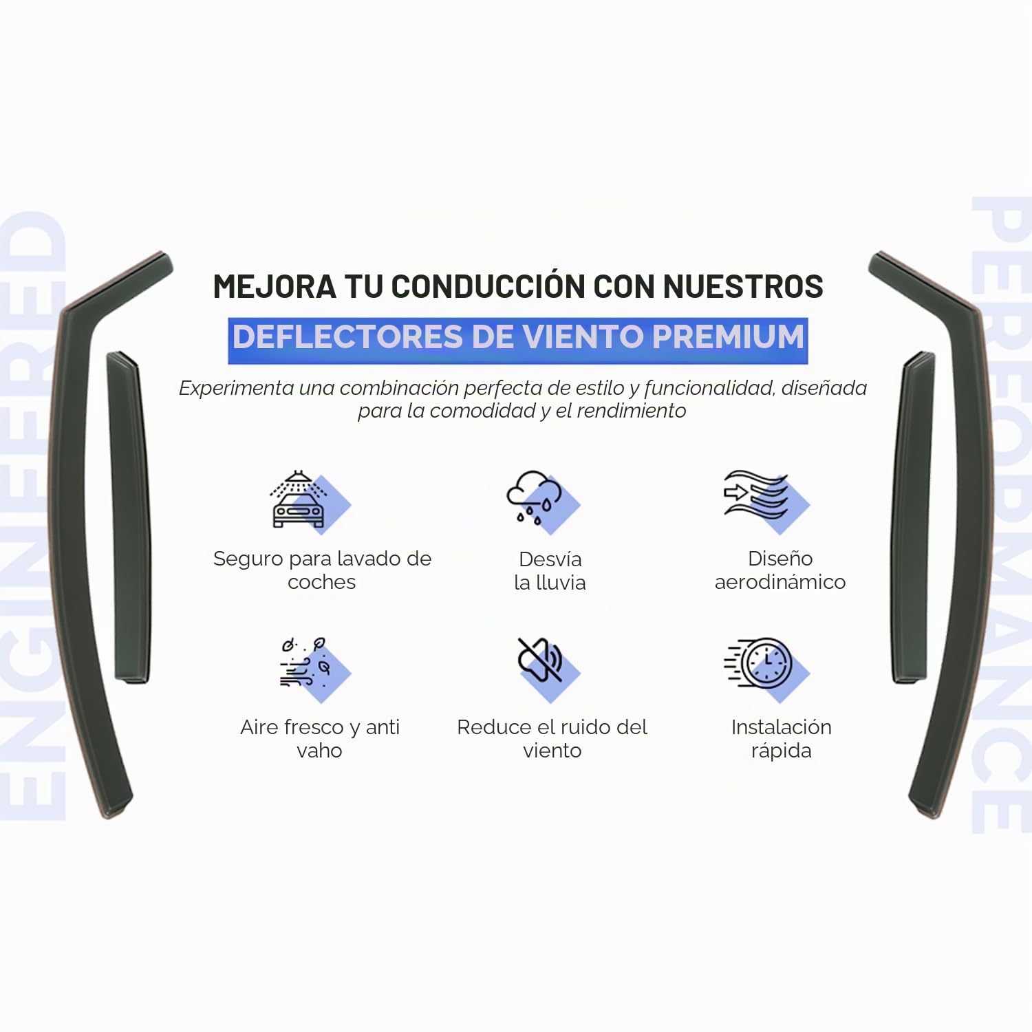 Juego de 4 deflectores de aire compatibles con Peugeot 208 e-208 MK2 2020 2021 2022 2023 2024 2025 2026