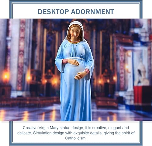 Miniatura 4 de Toyvian Figura de la Natividad de María, estatua religiosa embarazada de María, adorno de escritorio para mesa de Navidad, chimenea, centro de mesa