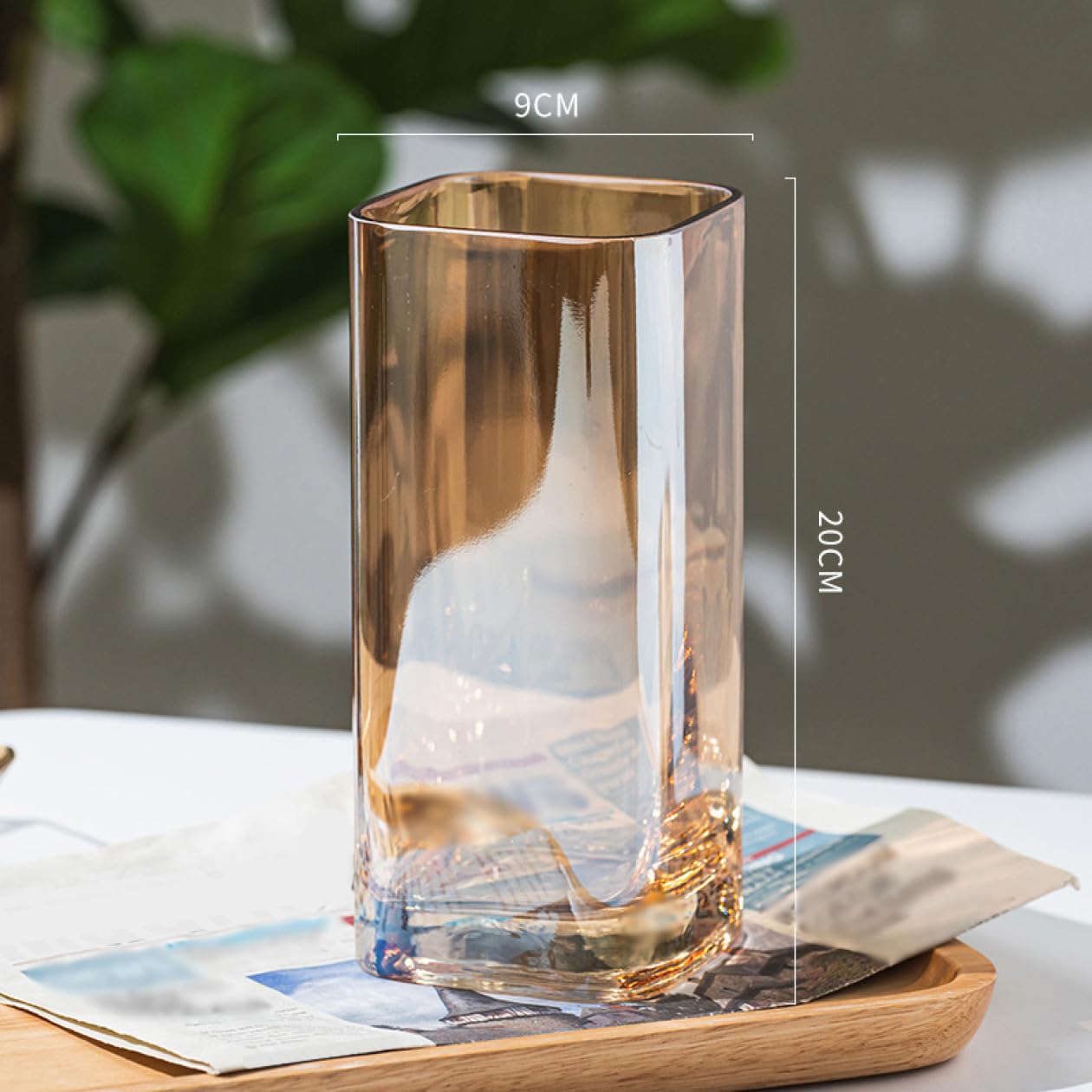 Amazon.co.jp: YJFFQ ガラスの花瓶 透明 ブラウン 花器 フラワーベース