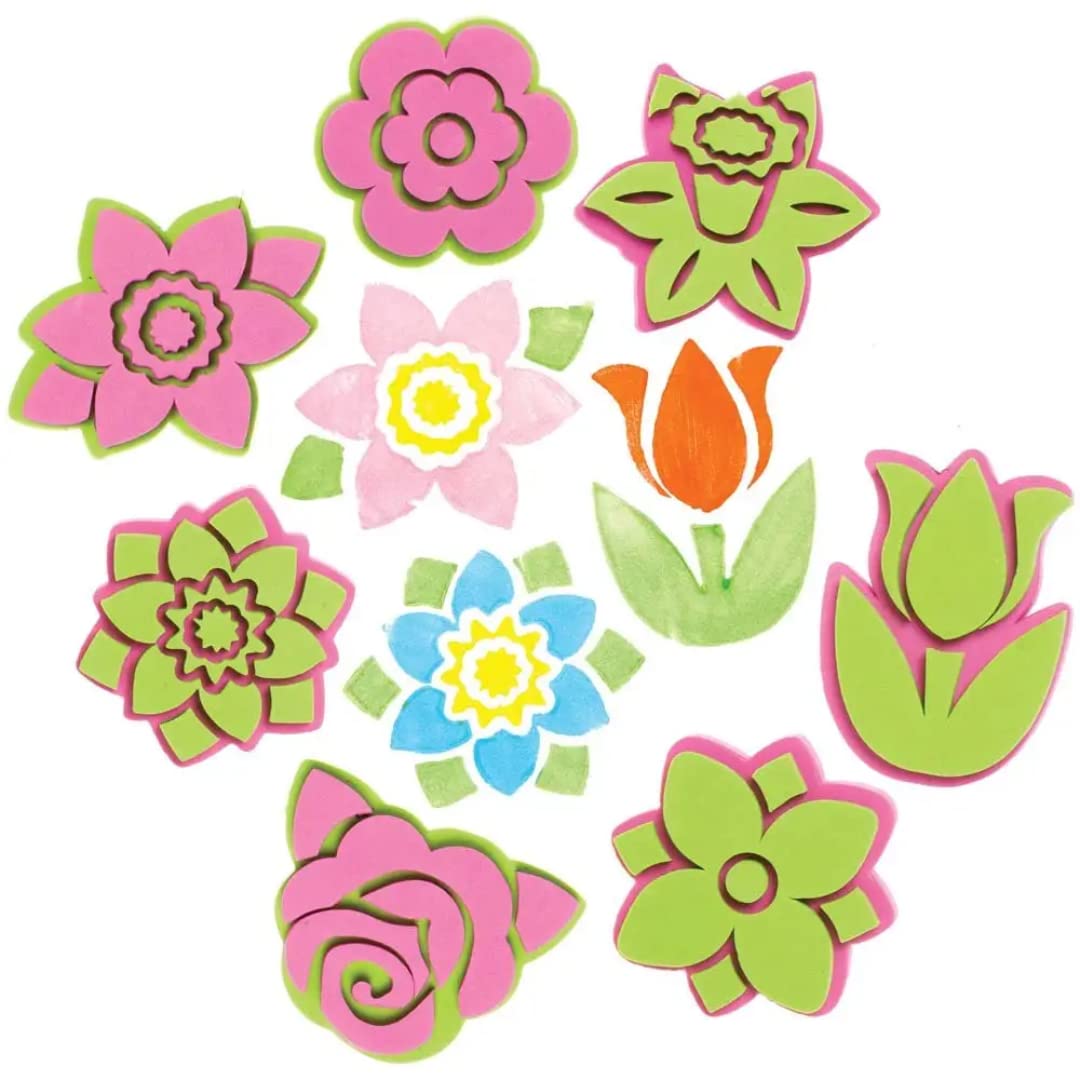 Buy Baker Ross Flower Foam Stampers Pack of 10, Kids Craft Supplies