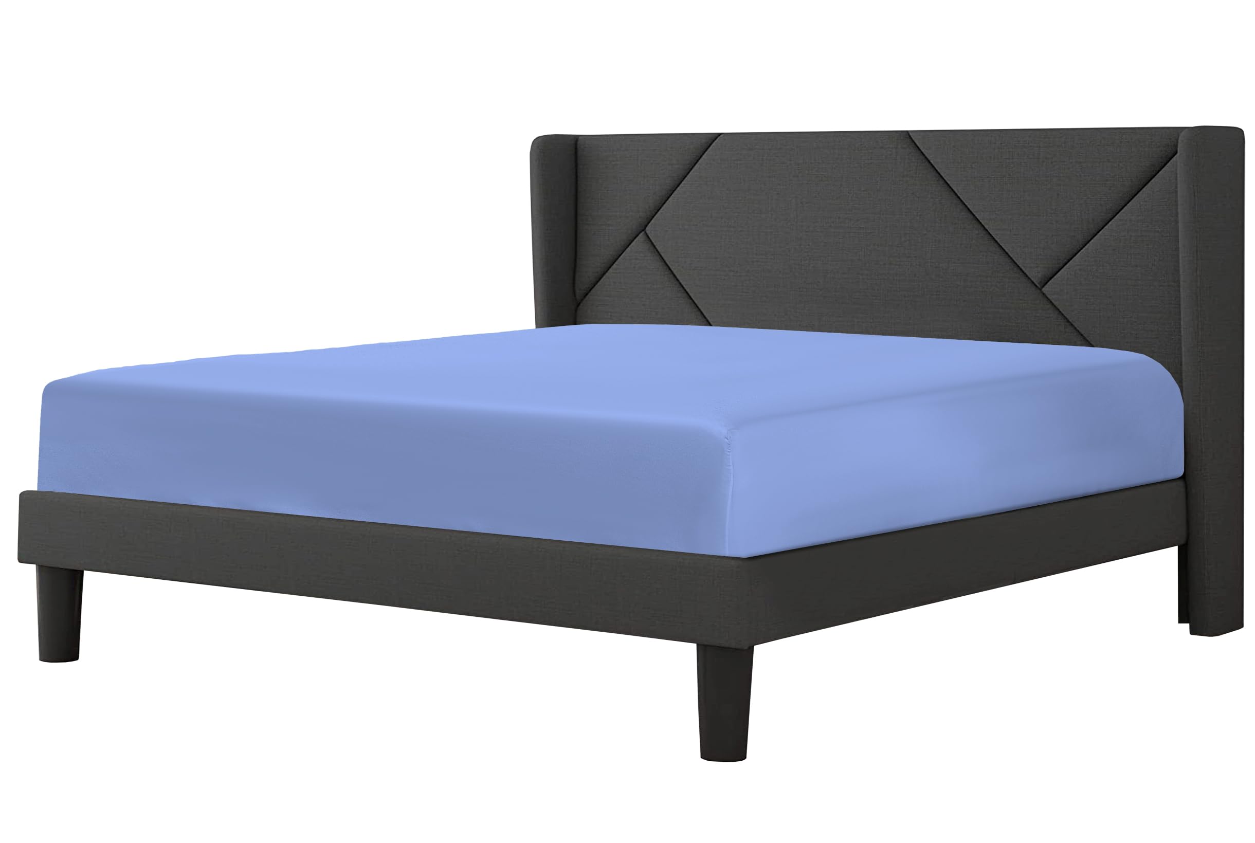Fitted Sheet 23cm Deep Pocket 200 Thread Count Egyptian Cotton Single, Double, King, Super King Soft & Comfortable Bottom Fitted Sheet (Blue, Super King)