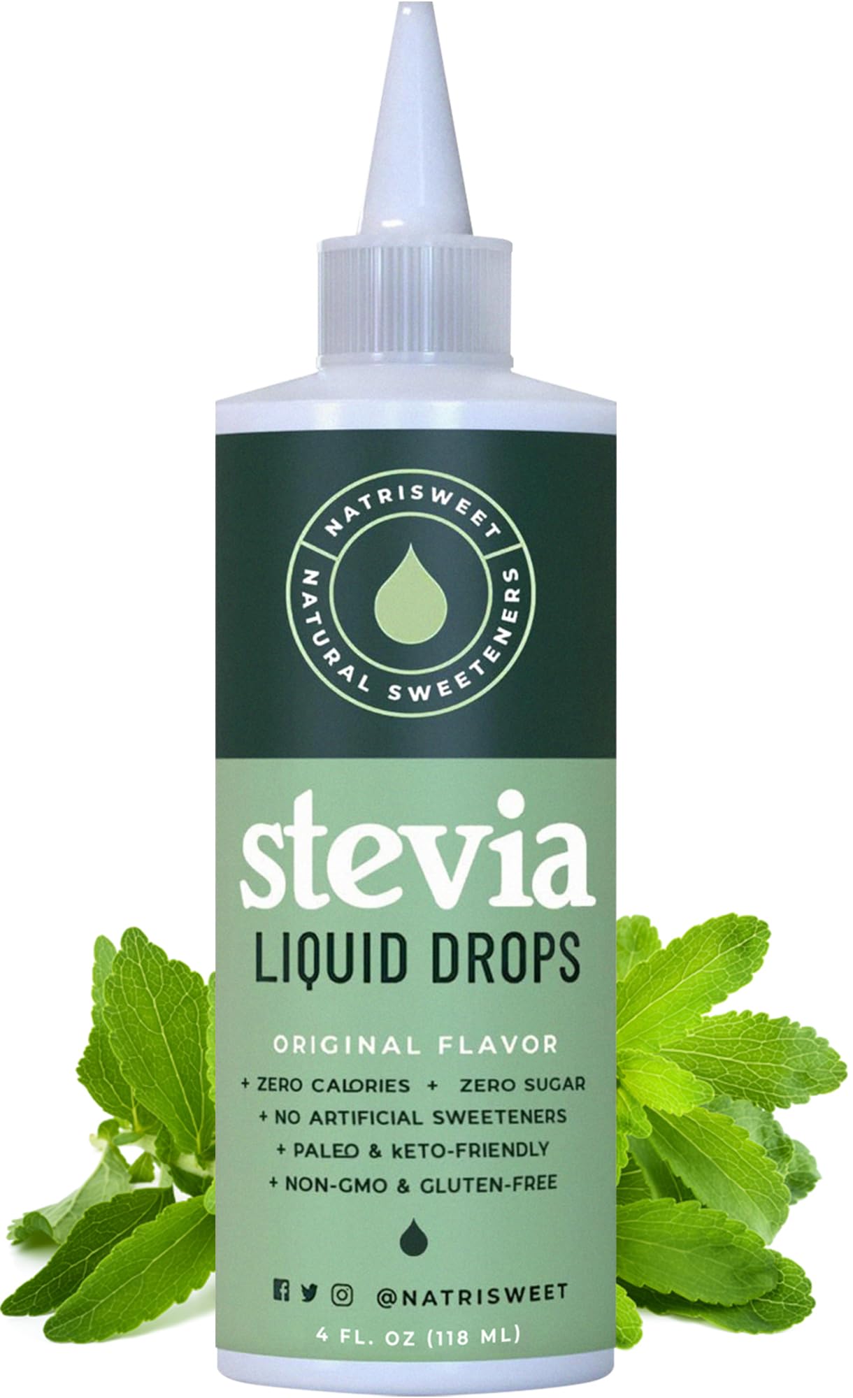 Natrisweet Liquid Stevia Drops 4 fl oz, Pure Sweetener from Stevia Extract Sugar Substitute, No Calorie Keto Sweetner, Mix Liquid