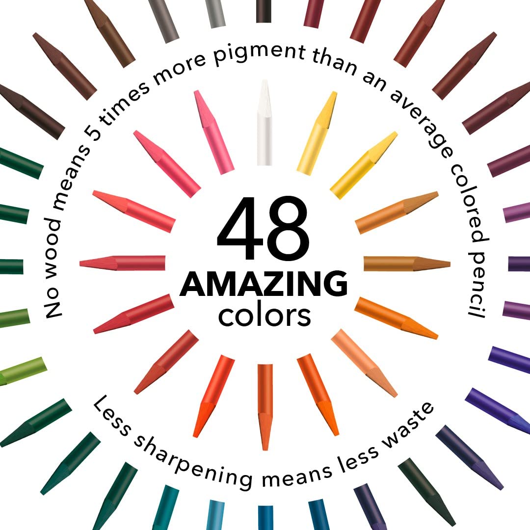 Castle Art Supplies 60-częściowy zestaw bezdrzewnych ołówków akwarelowych, 48 solidnych ołówków pigmentowych premium plus dodatki, cały rdzeń, bez drewna, dla dorosłych artystów, początkujących,