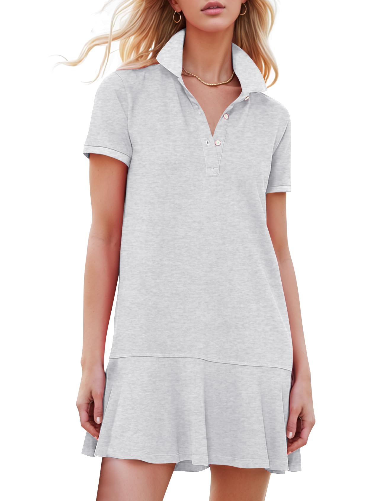 Kissonic Women's Polo Dress Casual Summer Golf Tennis Mini Shirt Dresses