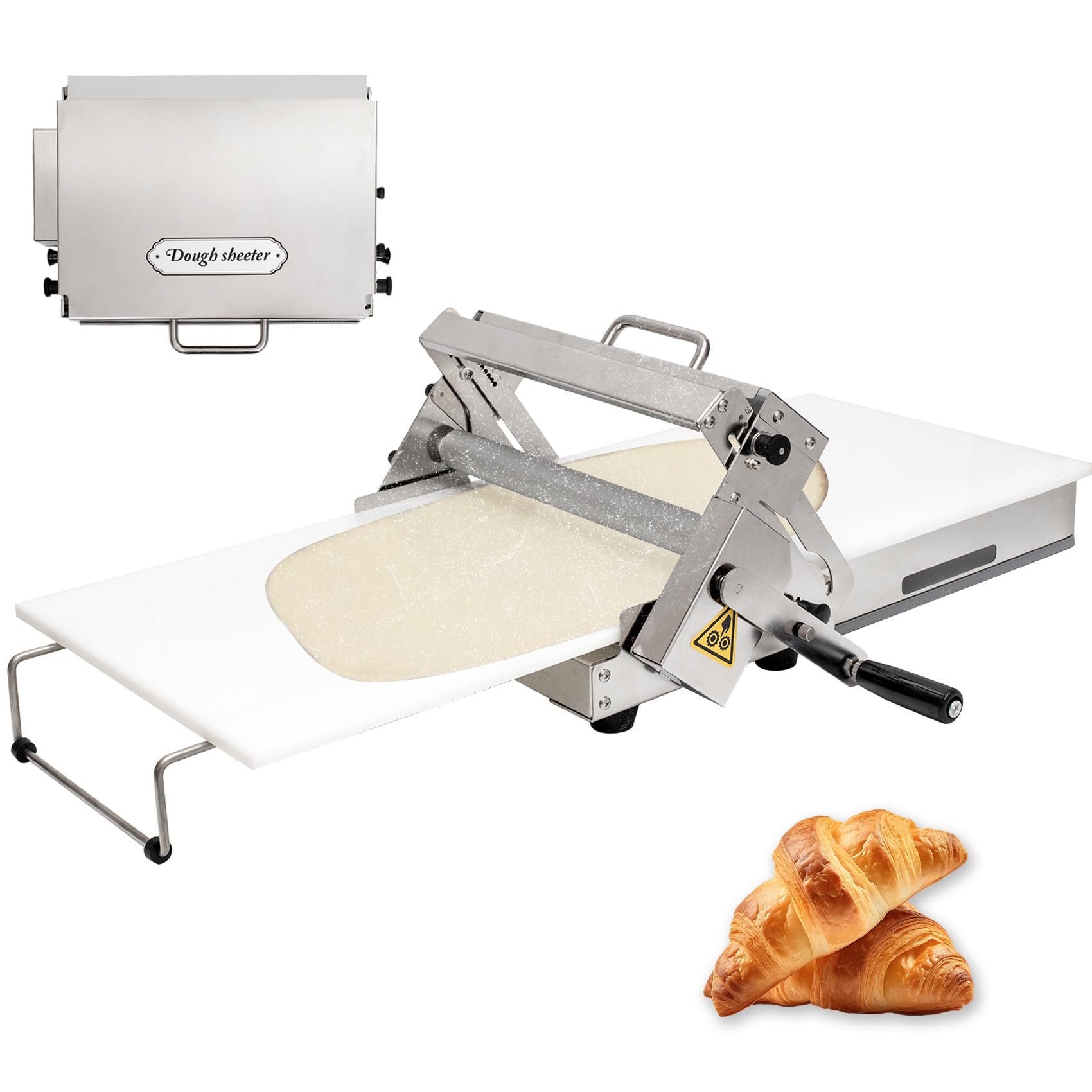 Photo 1 of 12-inch Folding Dough Sheeter, Professional Pastry Maker with Thickness Adjustment (0.1-20mm), 3X Faster & Foldable Design for Easy Storage, Ideal for Croissants, Pie Crusts at Home and Bakery