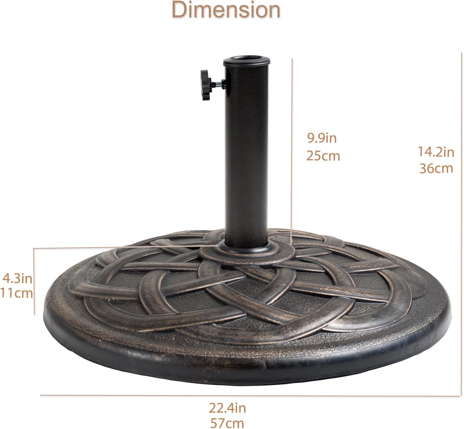 C-Hopetree 42 lb Heavy Duty Round Base Stand Weight for Outdoor Patio Market Table Umbrella, Bronze