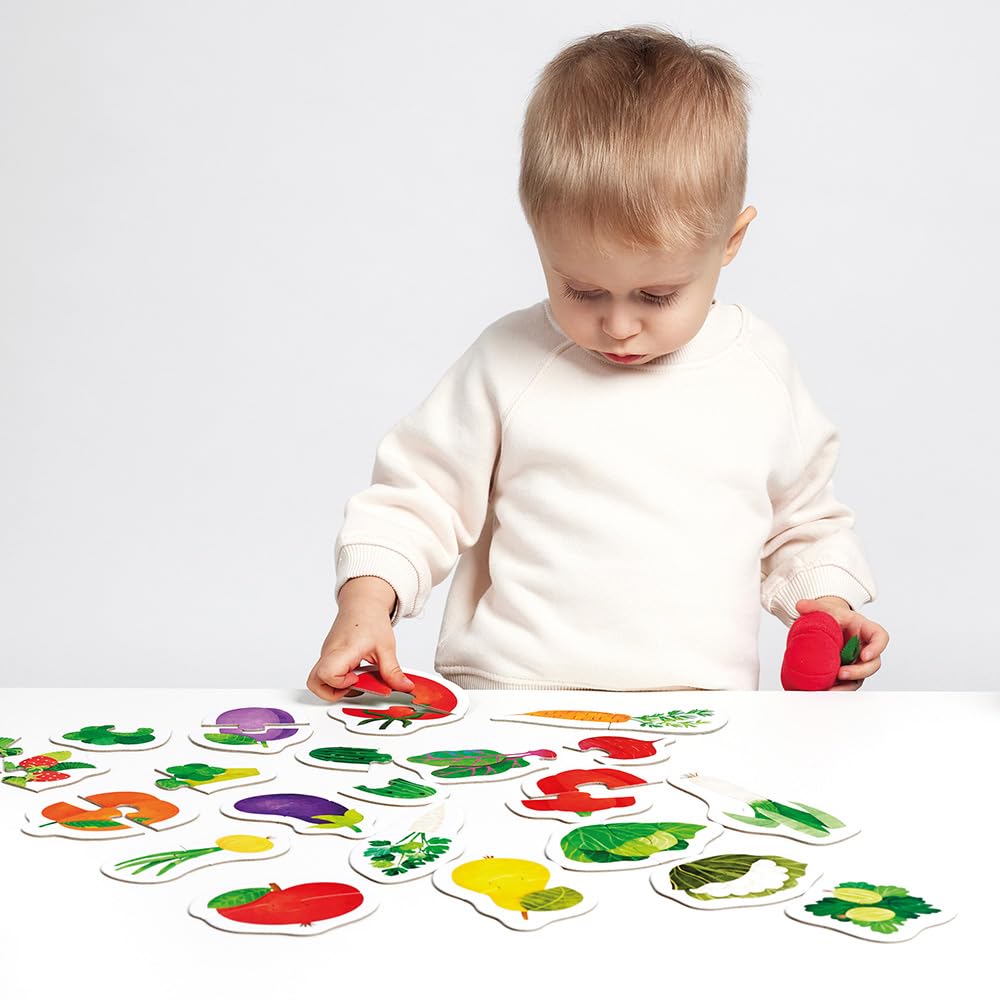 Banana Panda Fruits & Veggies First Puzzle para niños pequeños – 19 coloridos rompecabezas de 2 piezas a juego | Juego educativo para mayores de 18 meses | Desarrolla el lenguaje, la observación y las
